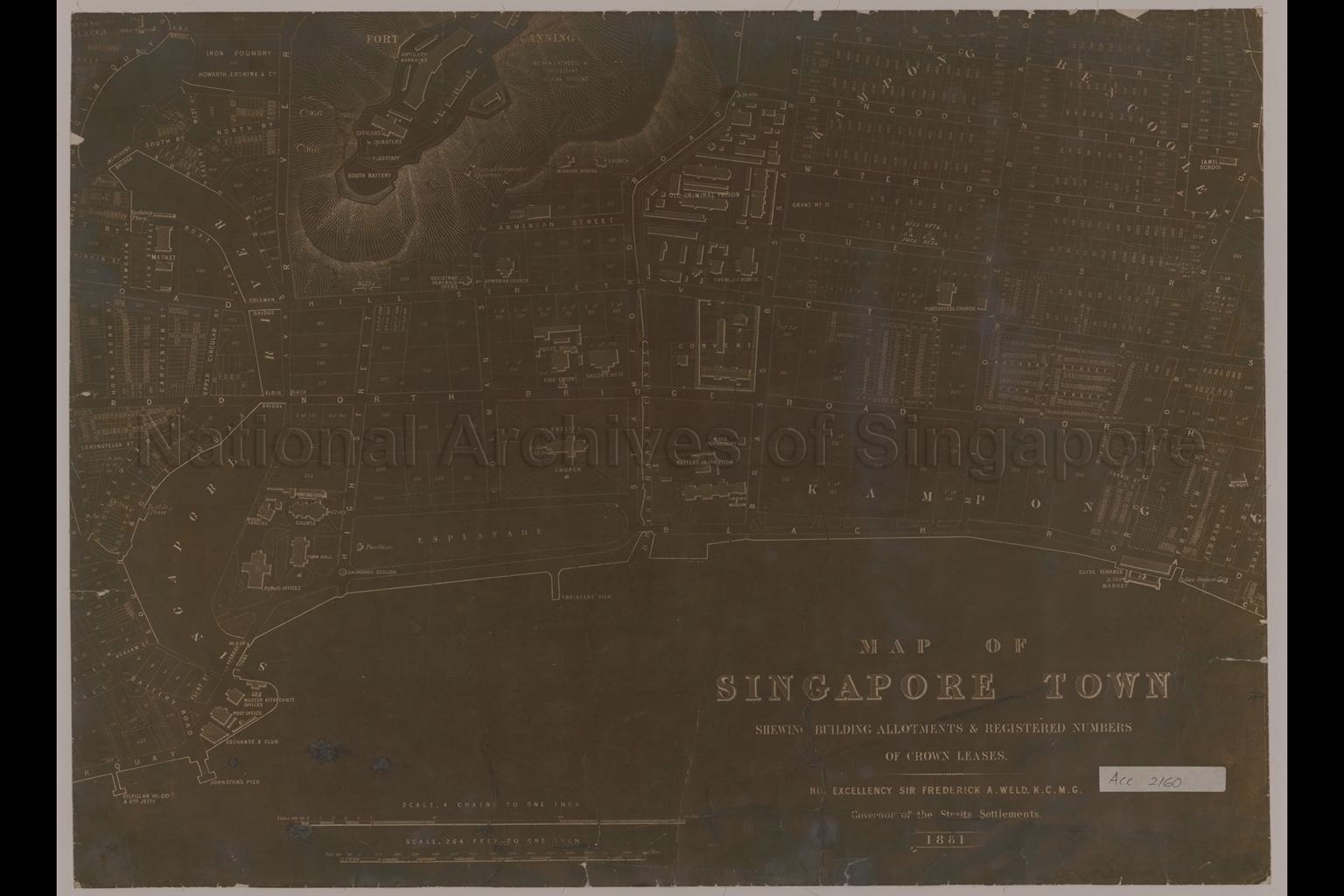 Map of Singapore Town Showing Building Allotments and  …
