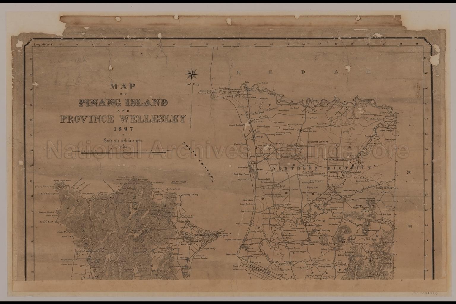 Map of Pinang Island and Province Wellesley,1897