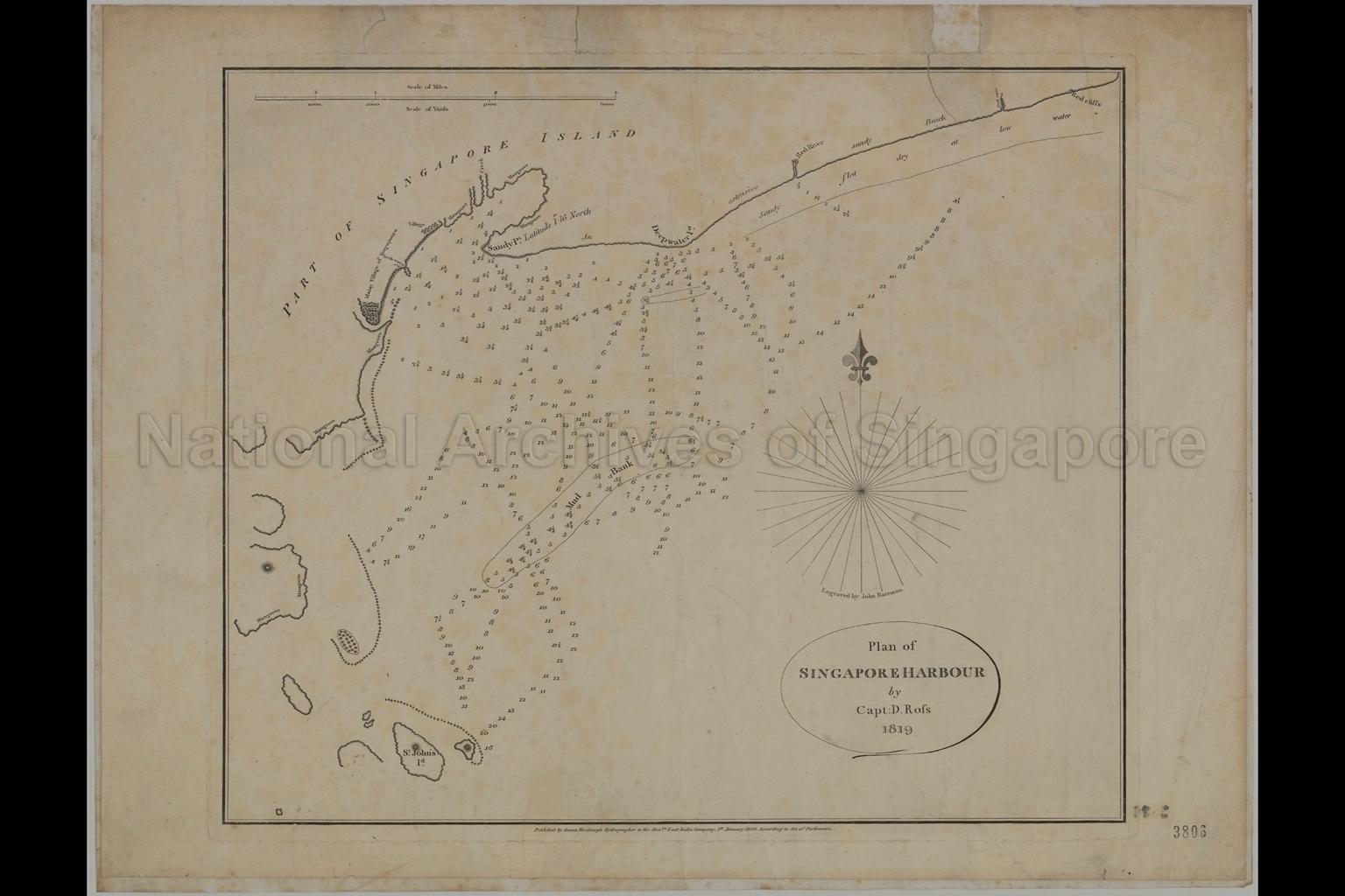 Plan Of Singapore Harbour By Captain D. Ross (Rofs)