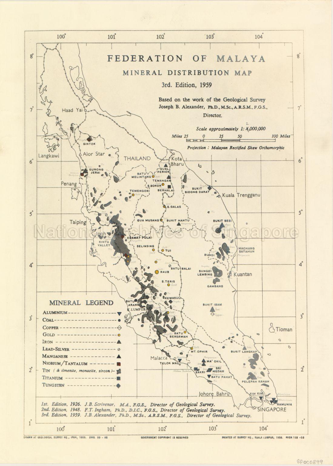 Federation of Malaya. Mineral Distribution Map