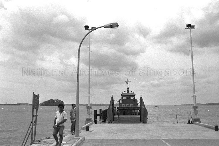 Pulau Tekong -- View of naval ramp-powered lighter (RPL) used for transporting army trucks to and from the island for resettlement of residents to mainland Singapore.
