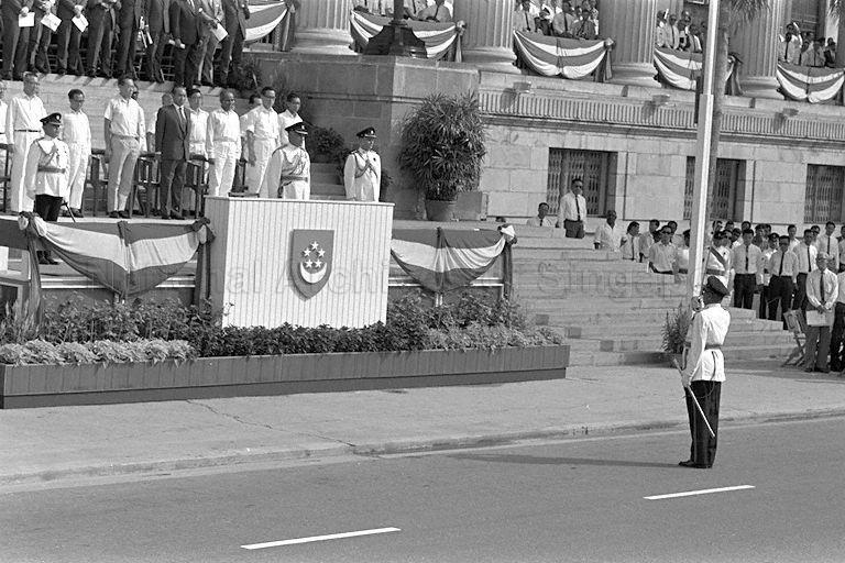 National Day Parade 1966 at the Padang - Parade Commander inviting President Yusof Ishak to inspect parade