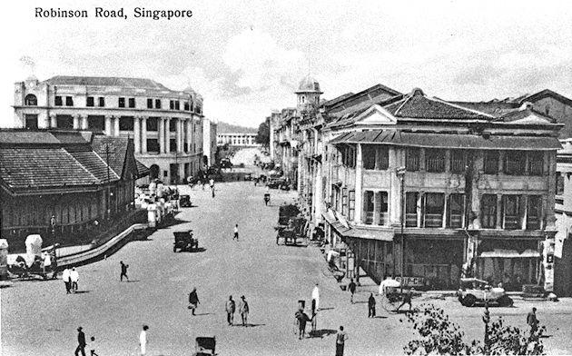 Robinson Road, Singapore, with the Telok Ayer Market (Lau Pa Sat) on the left. Behind the market is the Eastern Extension Telegraph Company building which was later known as Cable and Wireless Building. In 1995, the building became the Telecommunications Authority of Singapore building, given conservation status in 2000 and became Ogilvy Centre in 2001. The building is restored and refurbished into a hotel (Sofitel So Singapore), opening in May 2014.