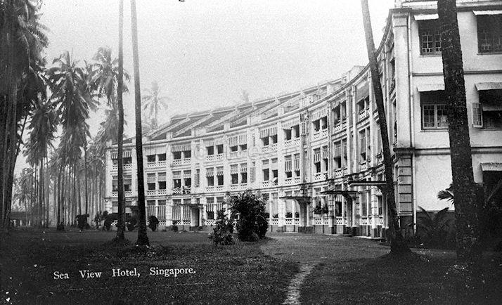 Sea View Hotel, Singapore. Established in 1906, the hotel was situated in a grove of coconut trees near the sea at Tanjong Katong.
