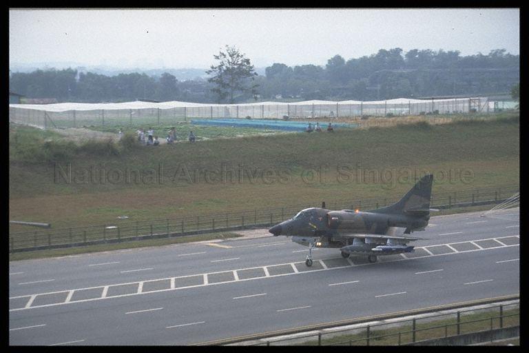 Fighter jets like Skyhawks, F-16 Fighting Falcon and F-5E Tigers carrying out emergency take-off and landing drills at Lim Chu Kang during Republic of Singapore Air Force (RSAF) emergency runway exercise