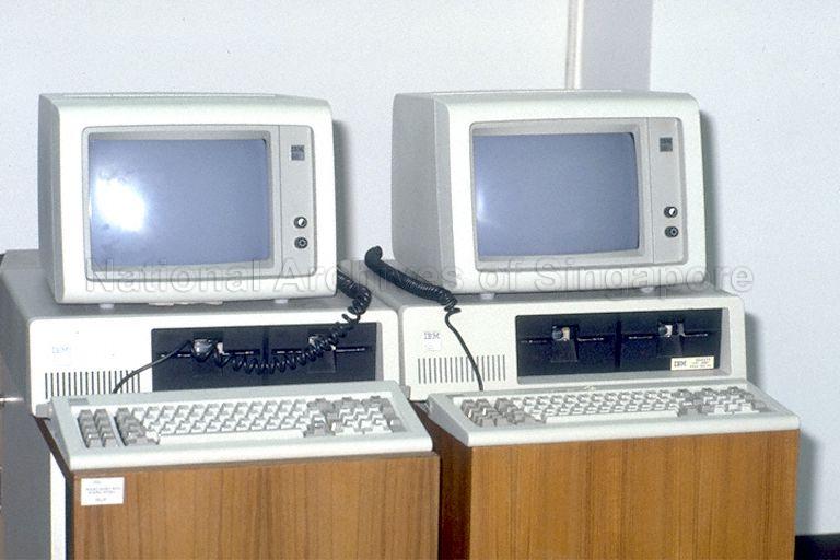 View of computers at National Archives (formerly Archives and Oral History Department) in Hill Street