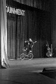 Miss Lidia Vassillieva, together with another bicycle acrobat from Russian cultural troupe performing during "Variety Entertainment from Russia" at National Theatre