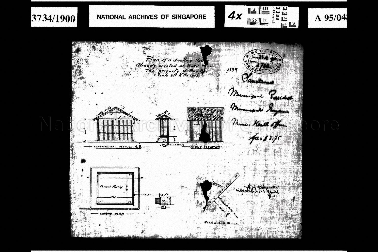 DWELLING HOUSE, WITH HANDWRITTEN NOTE "NOT IN EXISTENCE" AS