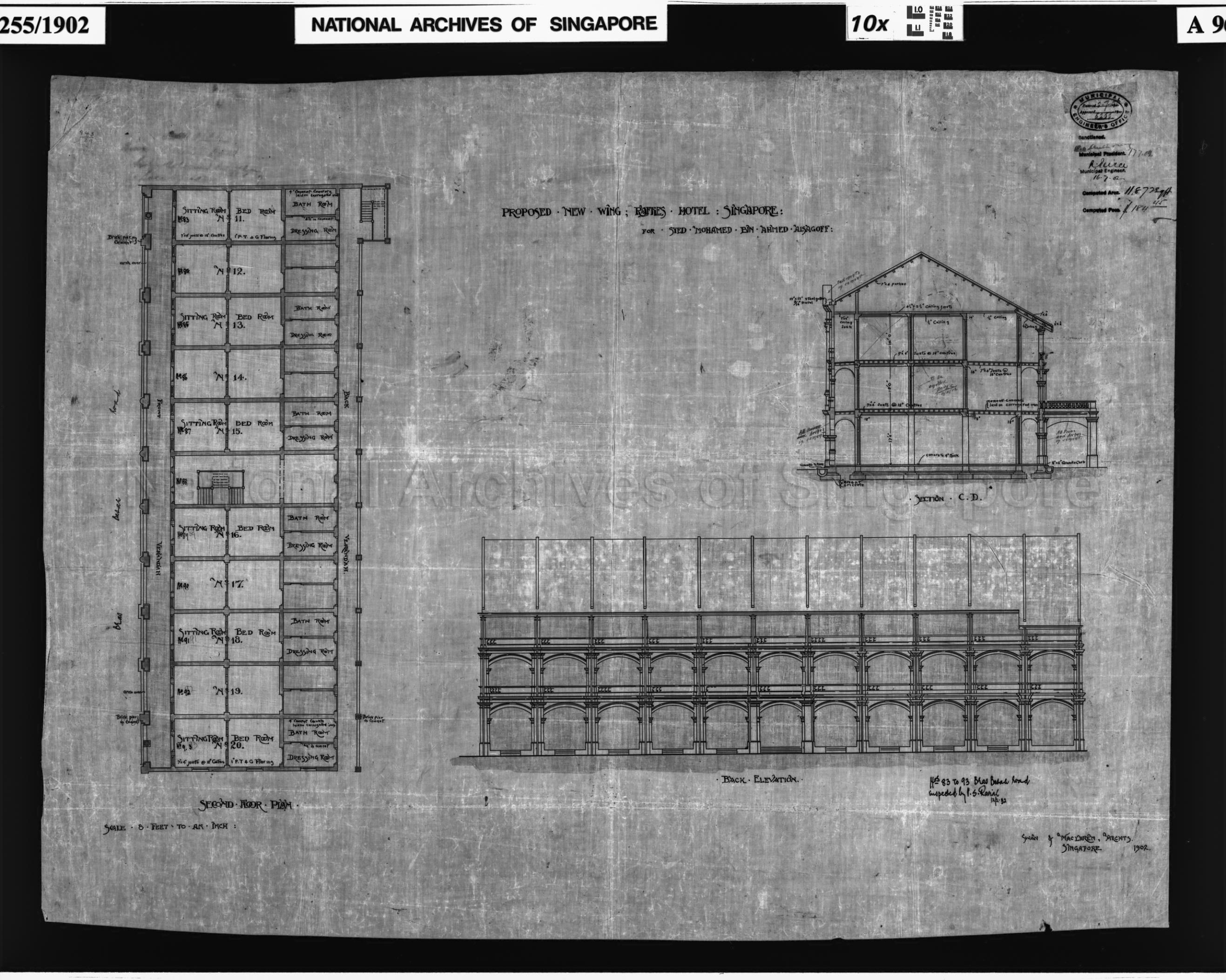 RAFFLES HOTEL NEW WING - FIRST FLOOR PLAN, ELEVATION AND  …