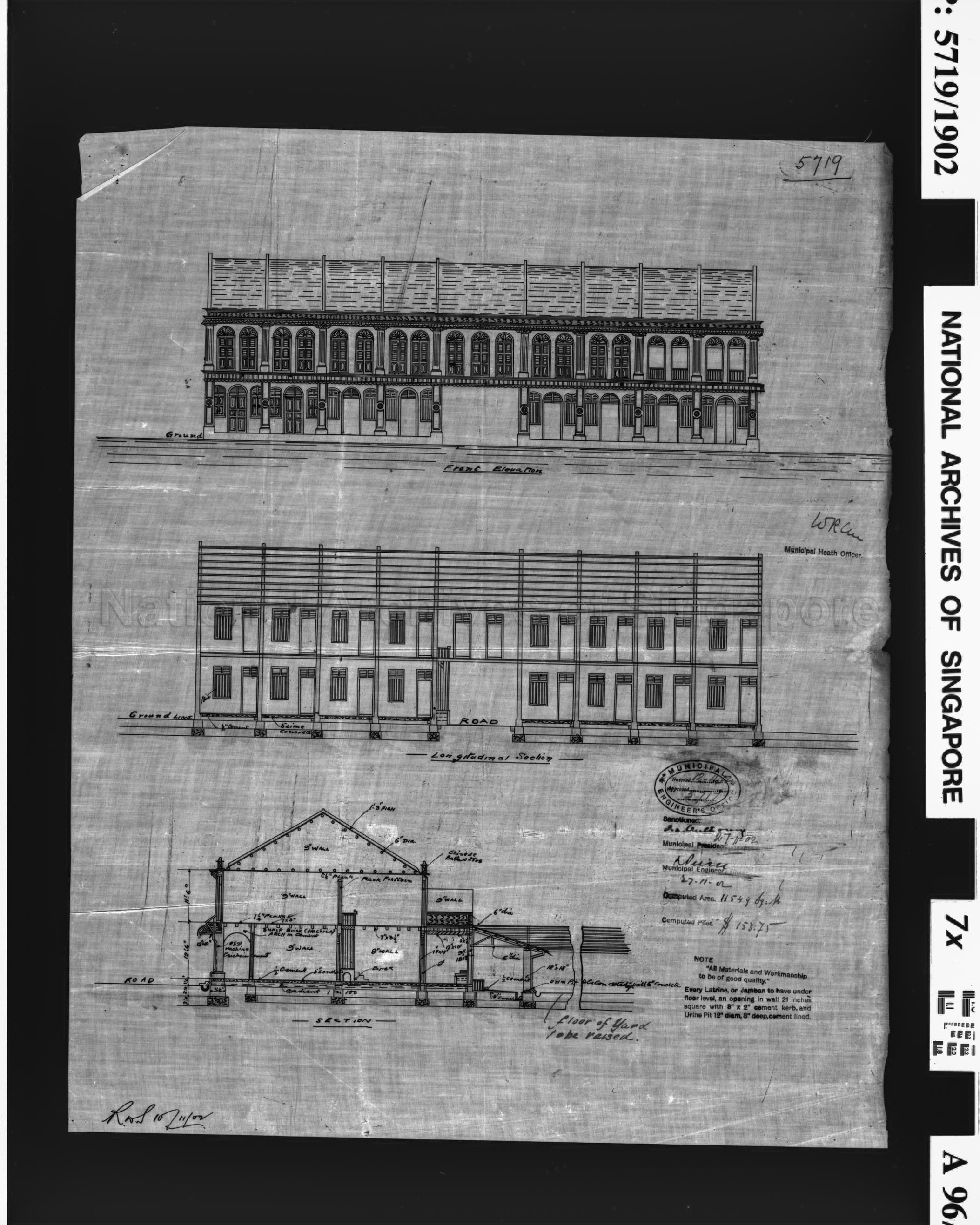 9 SHOP HOUSES - ELEVATION AND SECTIONS