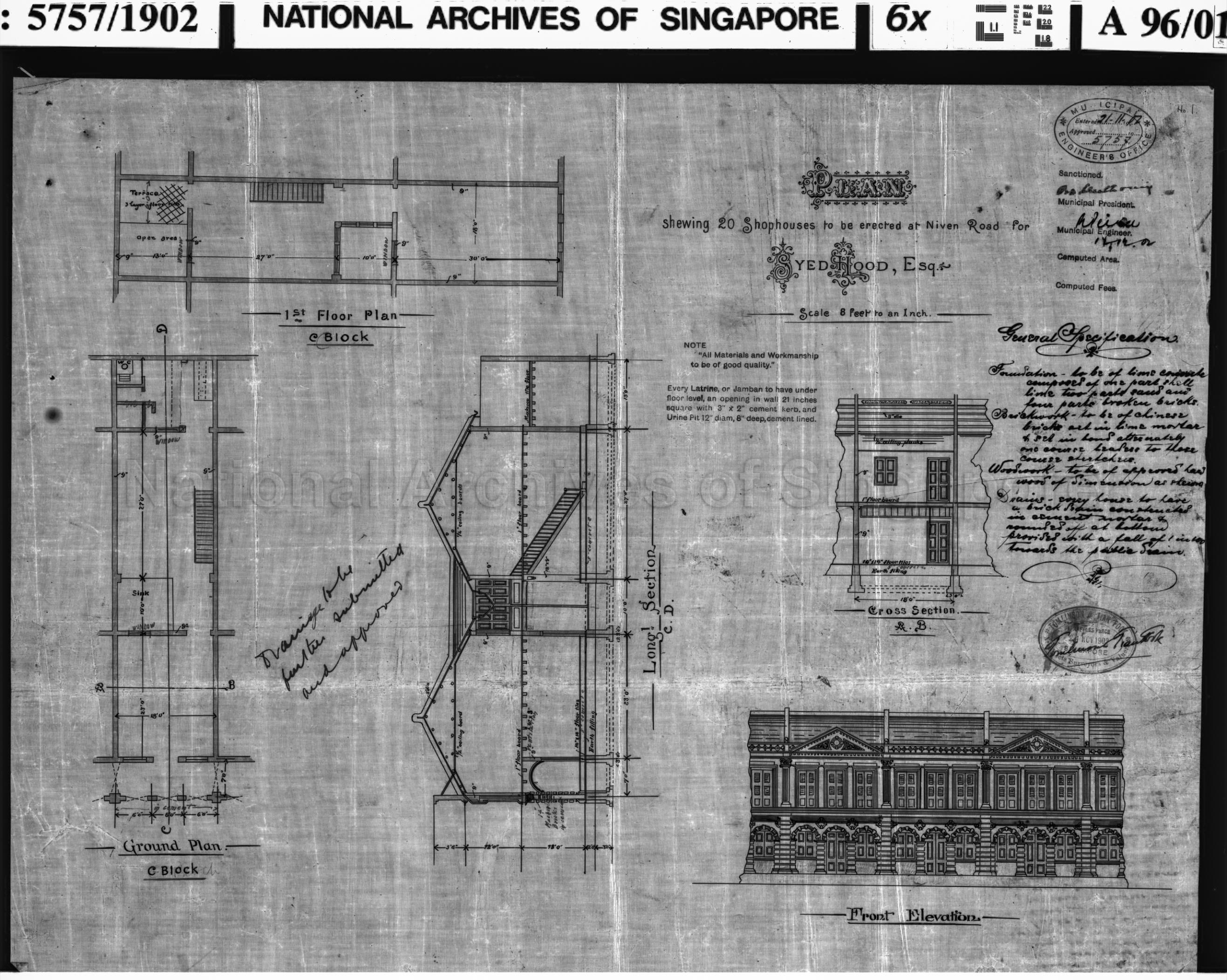 20 SHOP HOUSES, DRAWING NO 2 - FLOOR PLANS