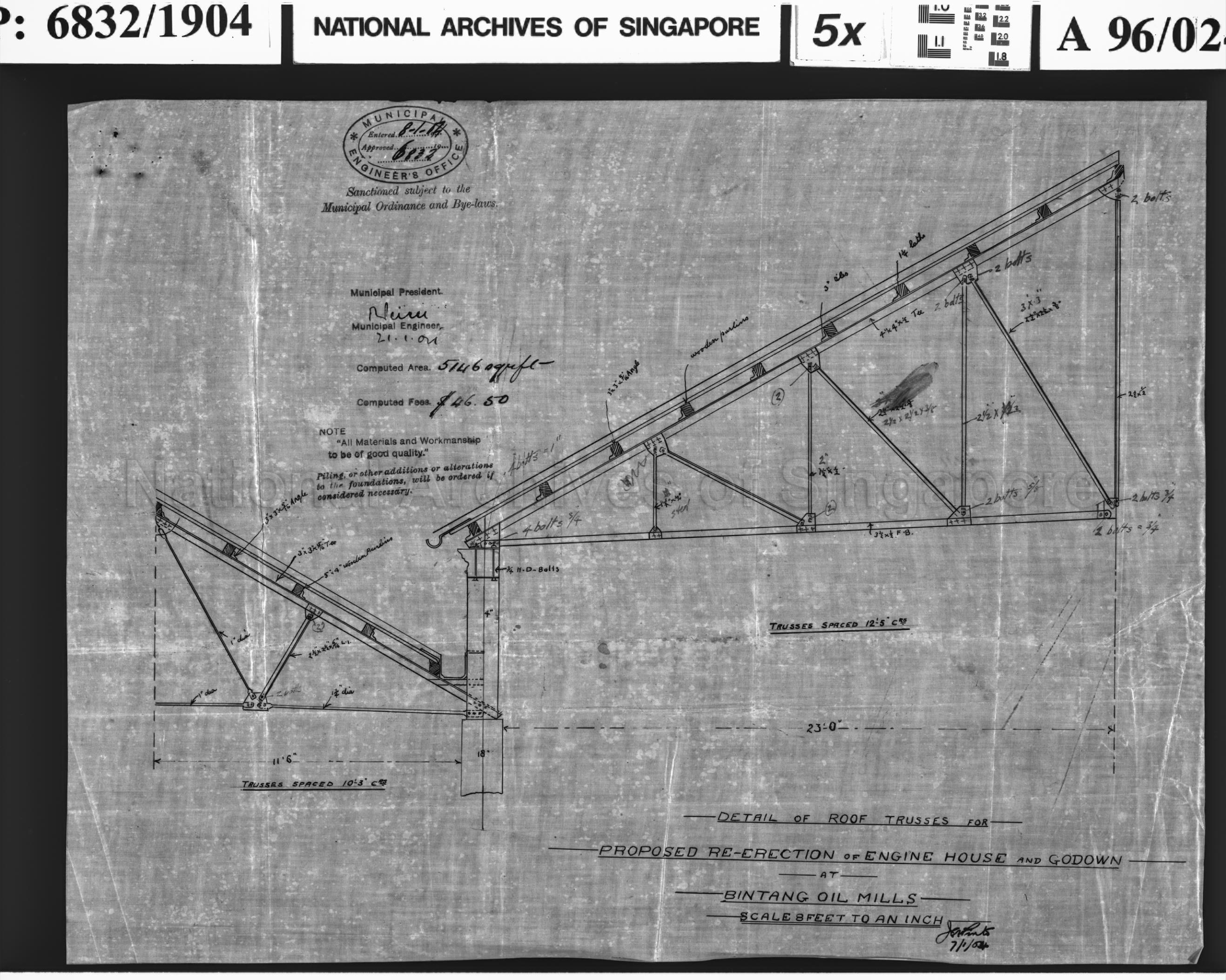 DETAIL OF ROOF TRUSSES FOR RE-ERECTION OF ENGINE HOUSE &  …