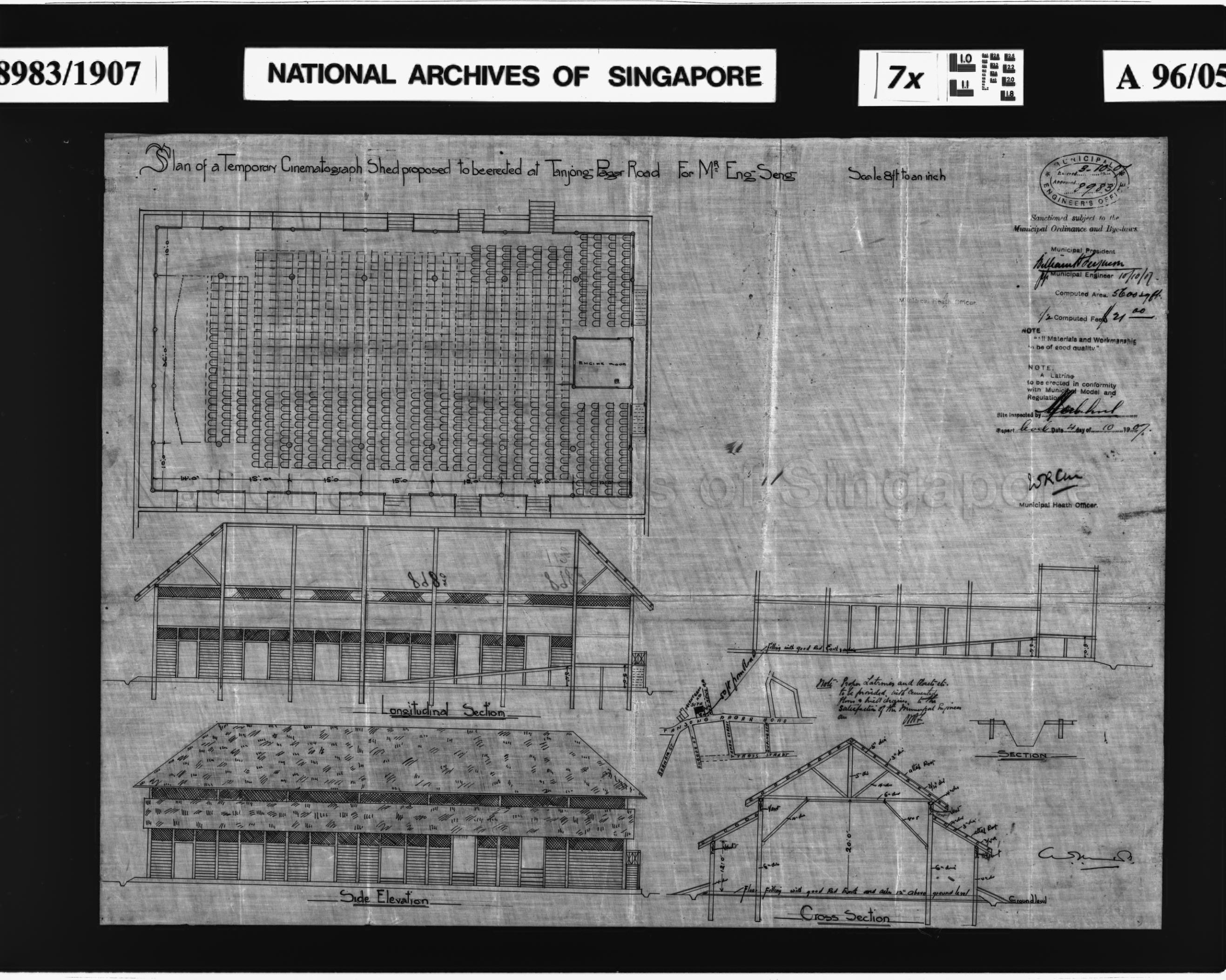 PLAN OF TEMPORARY CINEMATOGRAPH SHED