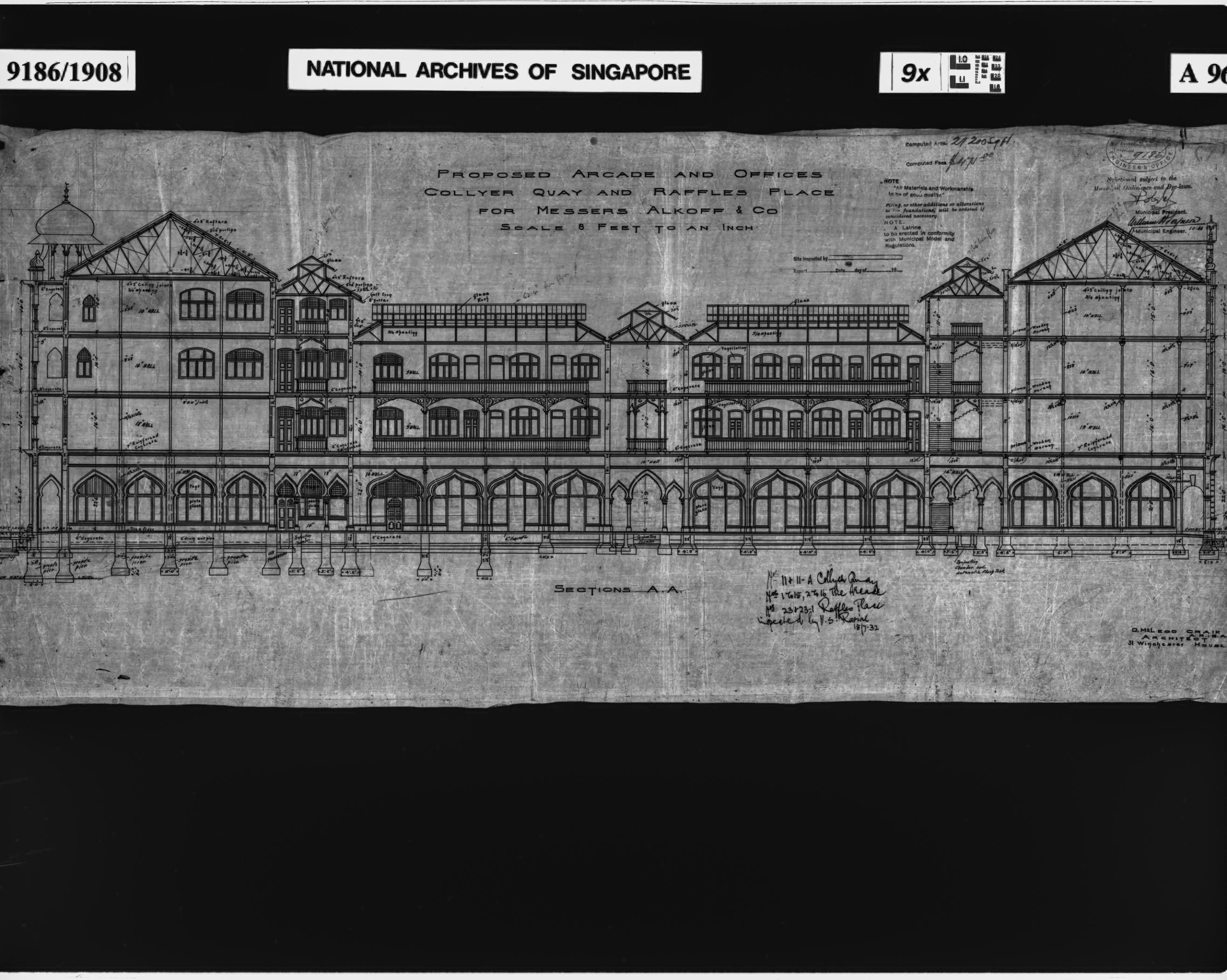 ARCADE AND OFFICES - SECTION A-A