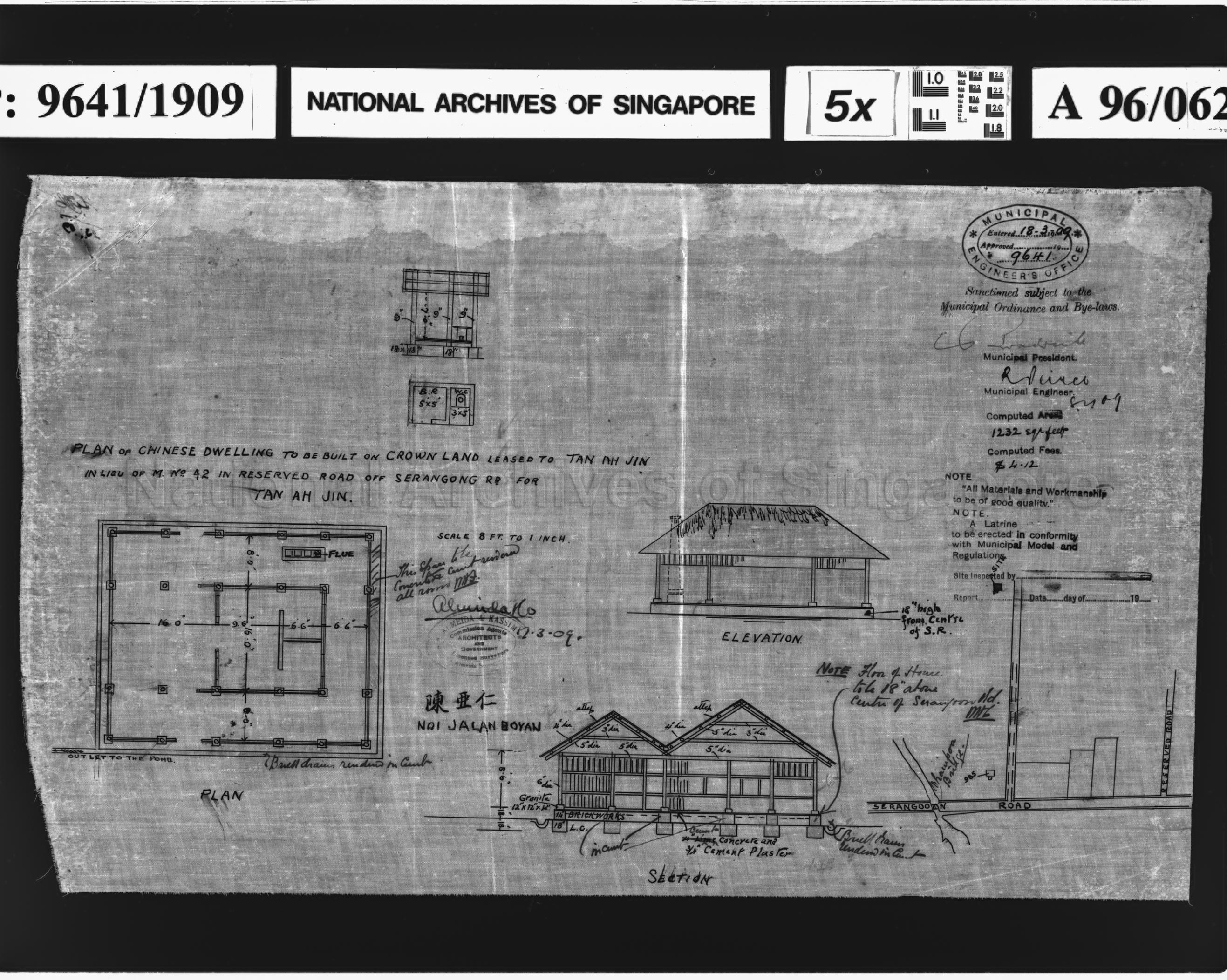 CHINESE DWELLING IN LIEU OF NO 42 - PLAN, ELEVATION AND  …