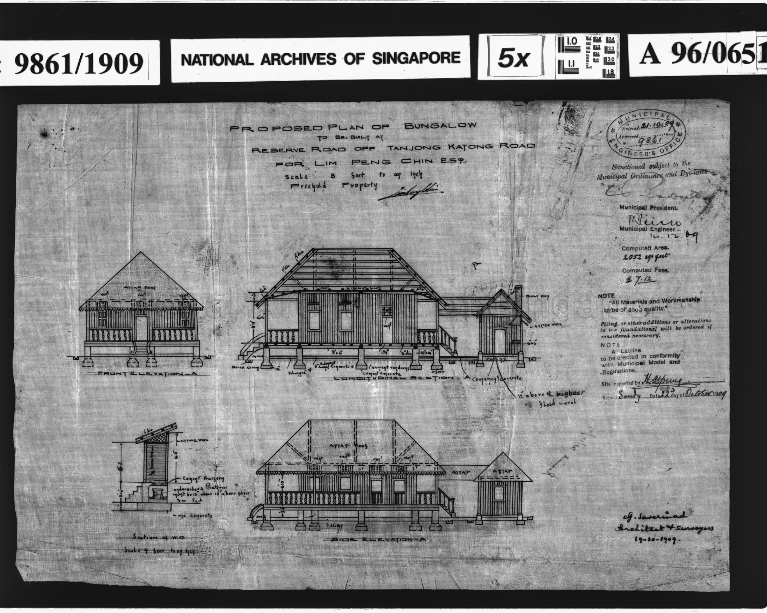 BUNGALOW - ELEVATION AND SECTIONS