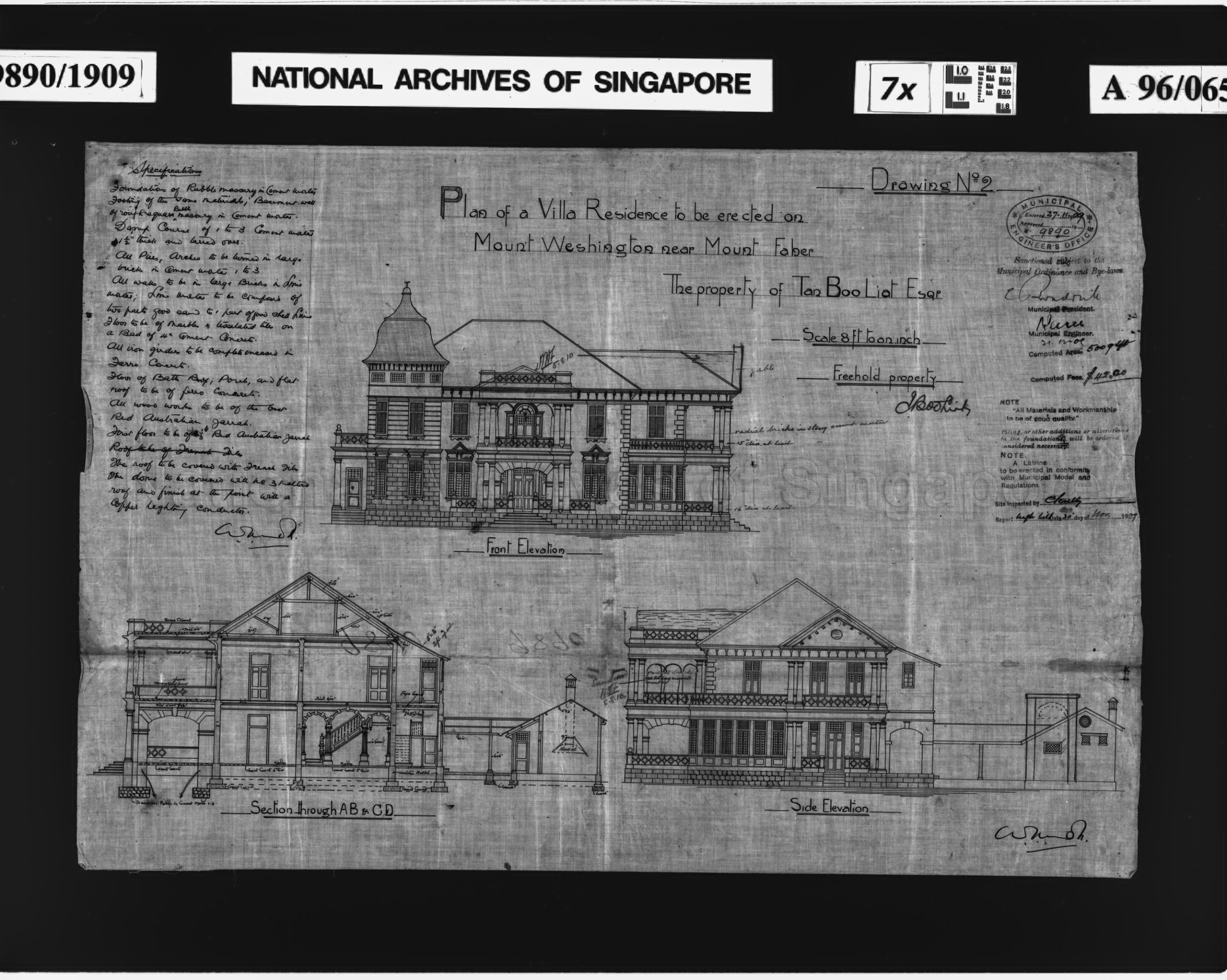 VILLA RESIDENCE - ELEVATIONS AND SECTION (DRAWING NO 2)