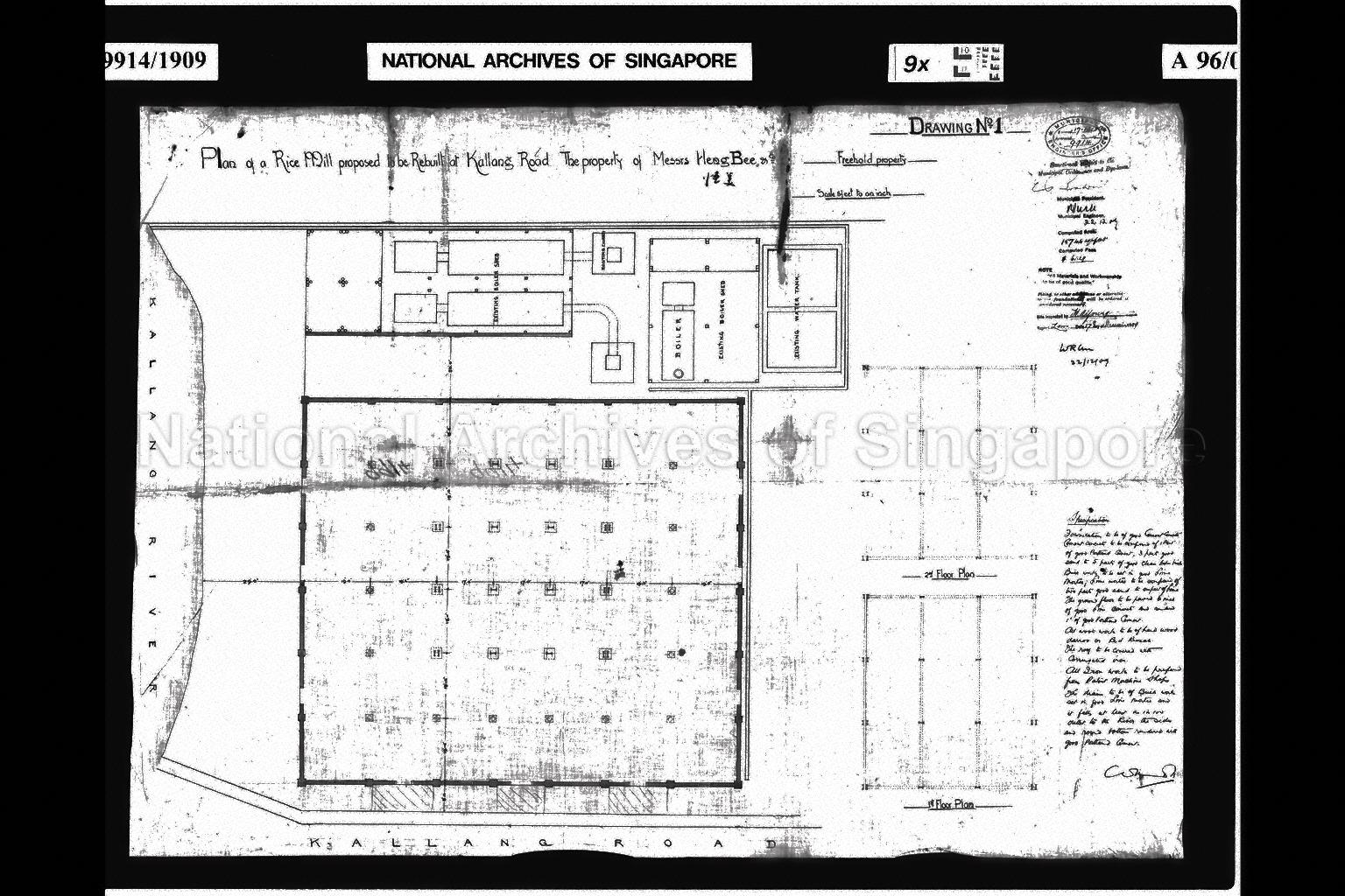 RICE MILL TO BE REBUILT FLOOR PLANS (DRAWING NO 1)