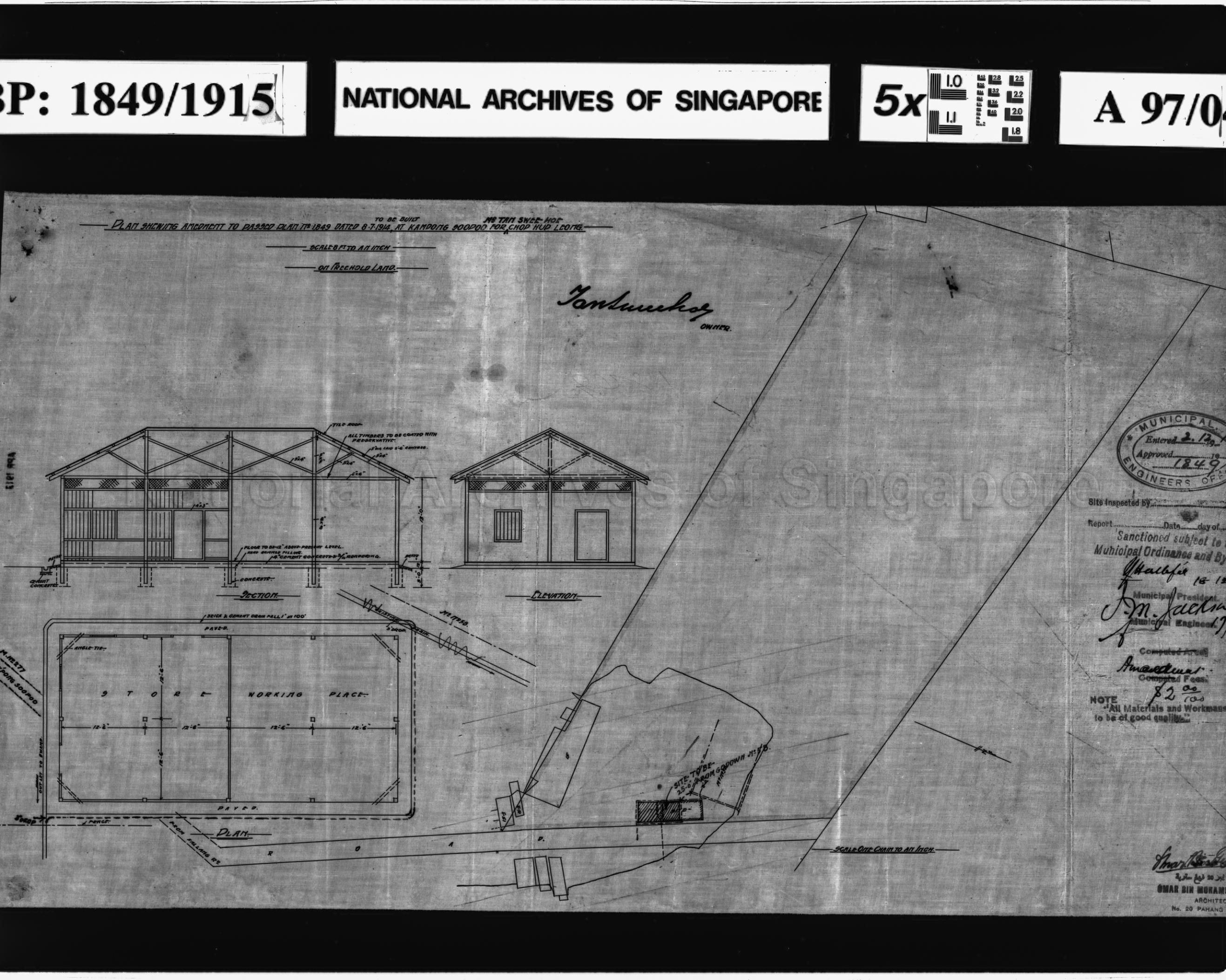 AMENDMENT TO PASSED PLAN NO 1849 DATED 8.7.1914