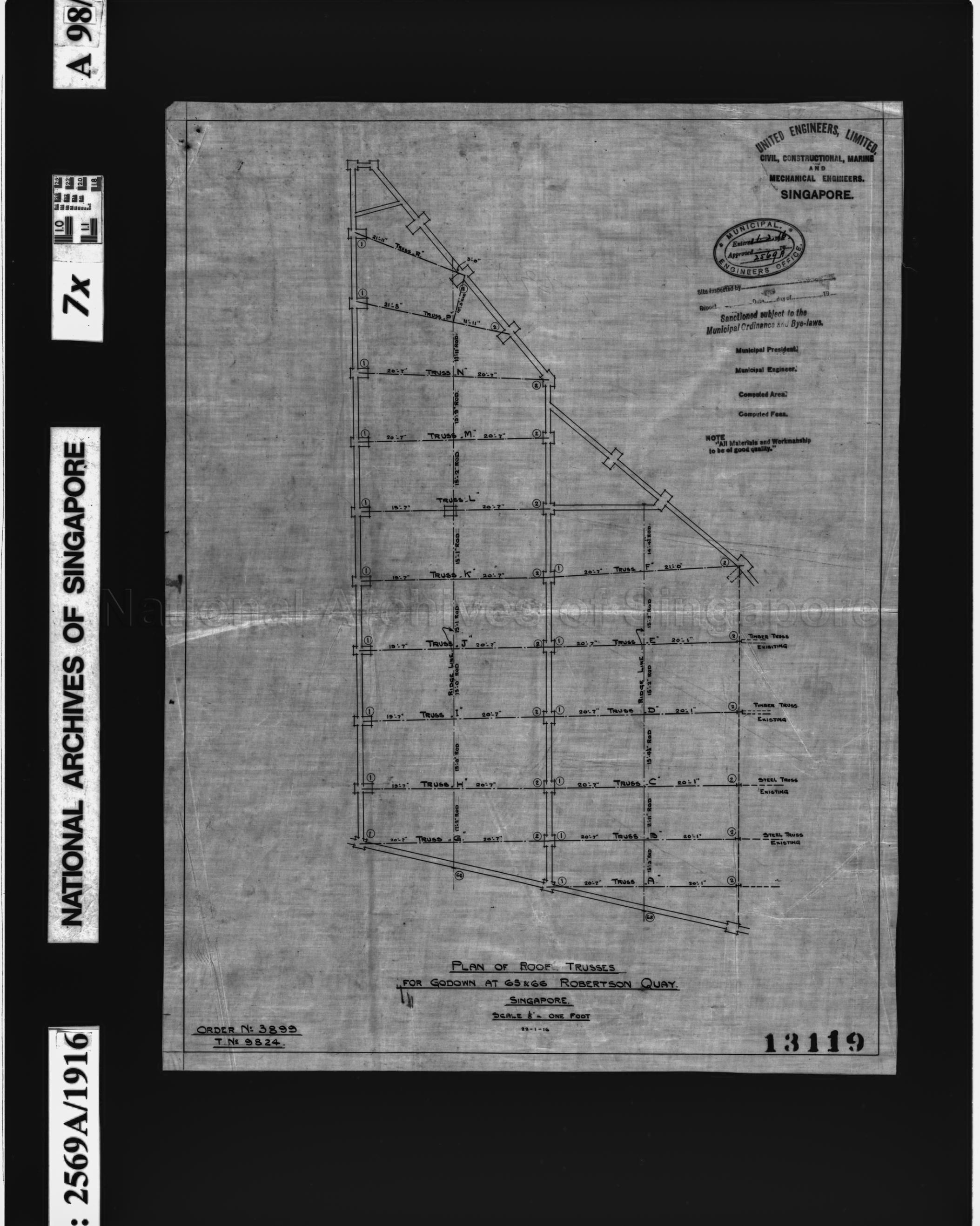 ROOF TRUSSES FOR GODOWN (DATED 22-1-1916)