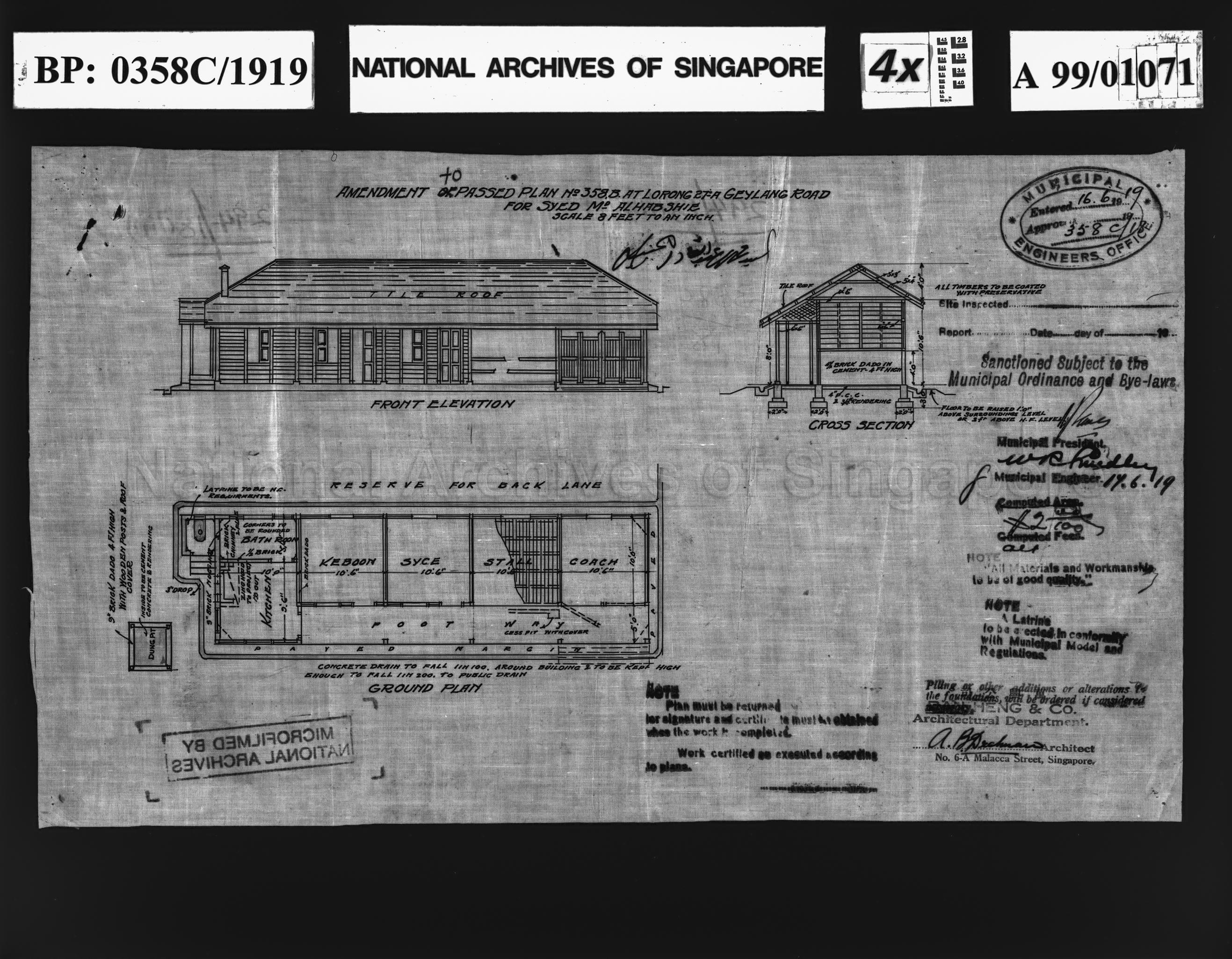 AMENDMENT TO BUILDING, PASSED PLAN NO 358B