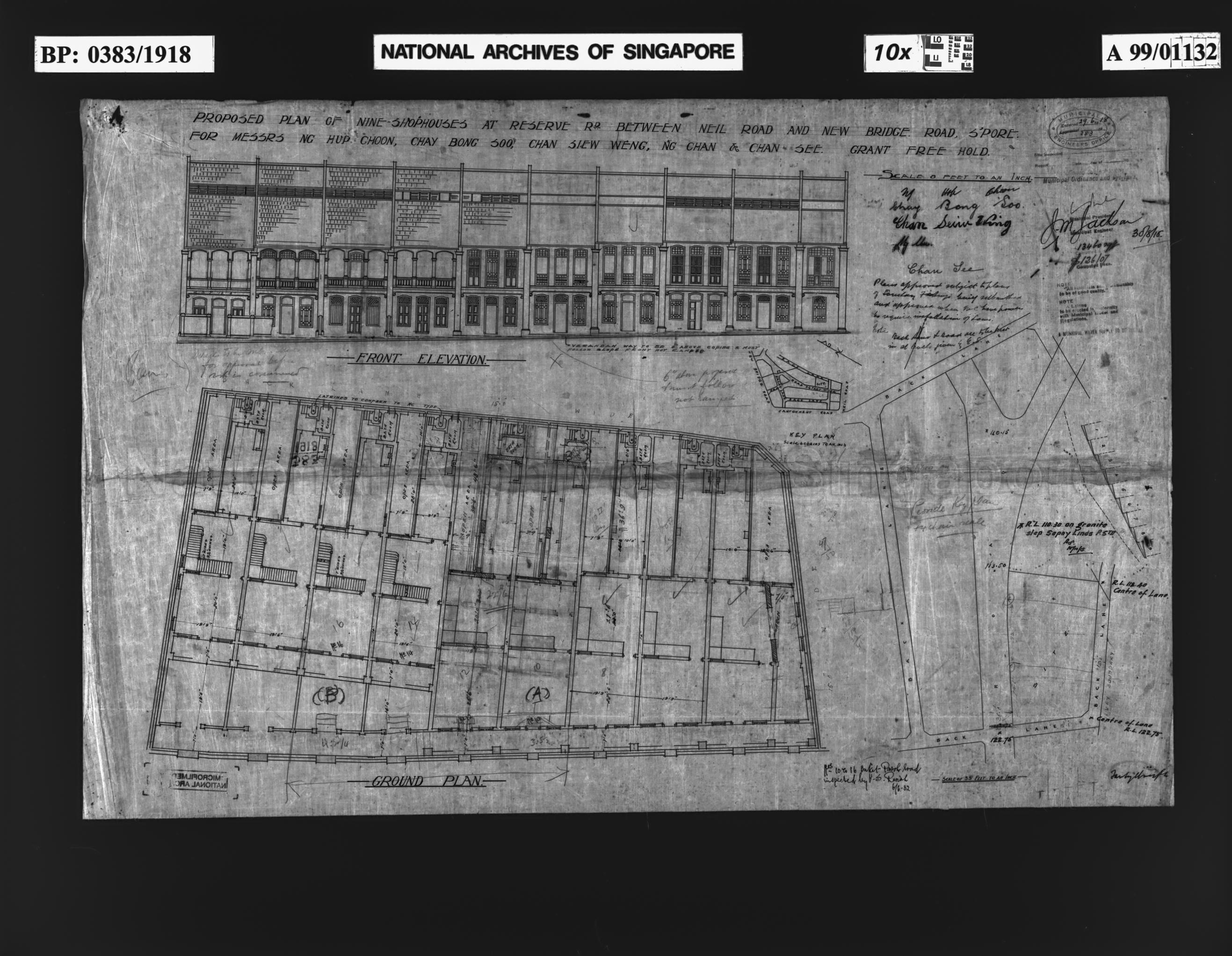 9 SHOP HOUSES - GROUND PLAN AND ELEVATION