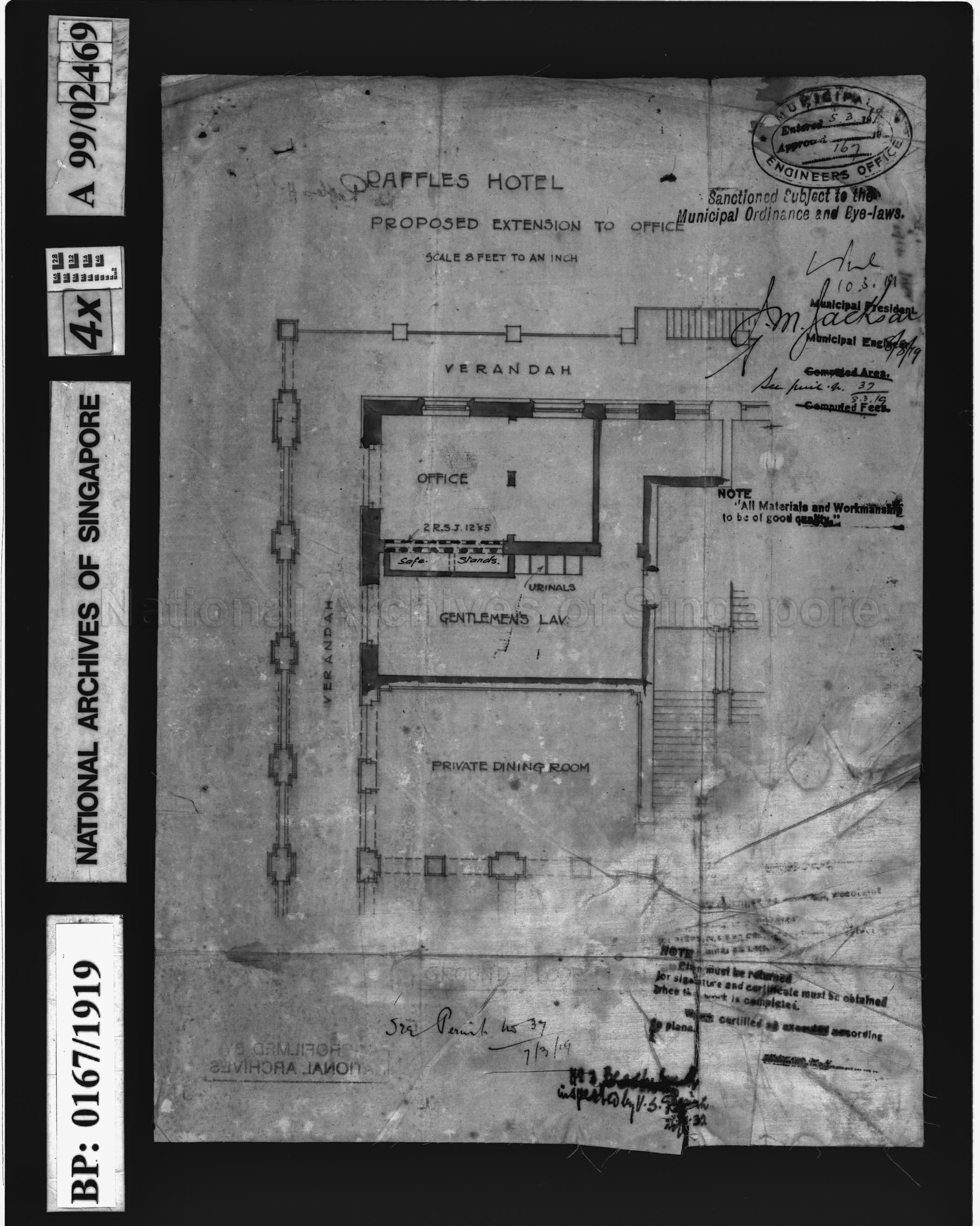 EXTENSION TO OFFICE, RAFFLES HOTEL