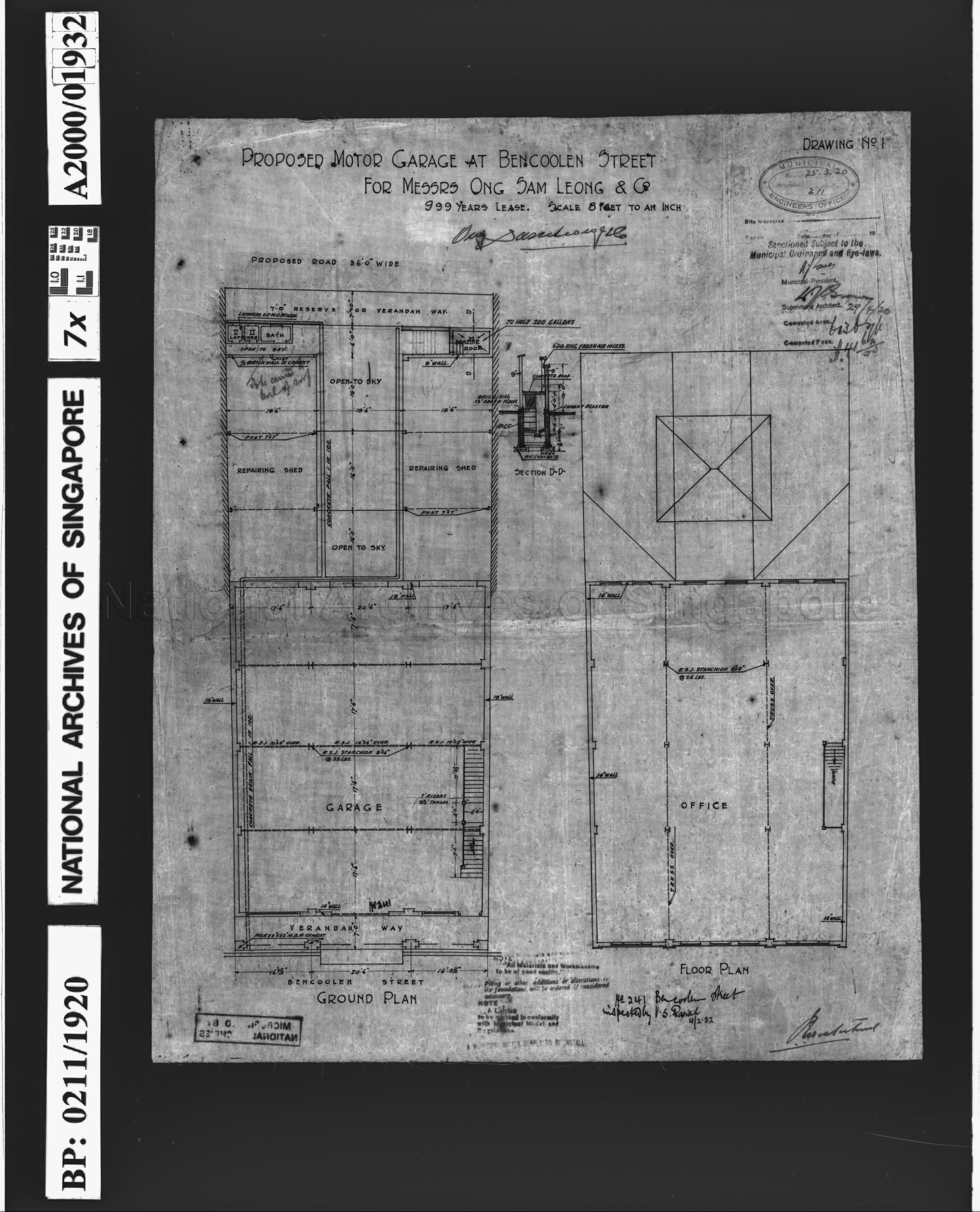 MOTOR GARAGE - DRAWING NO 1