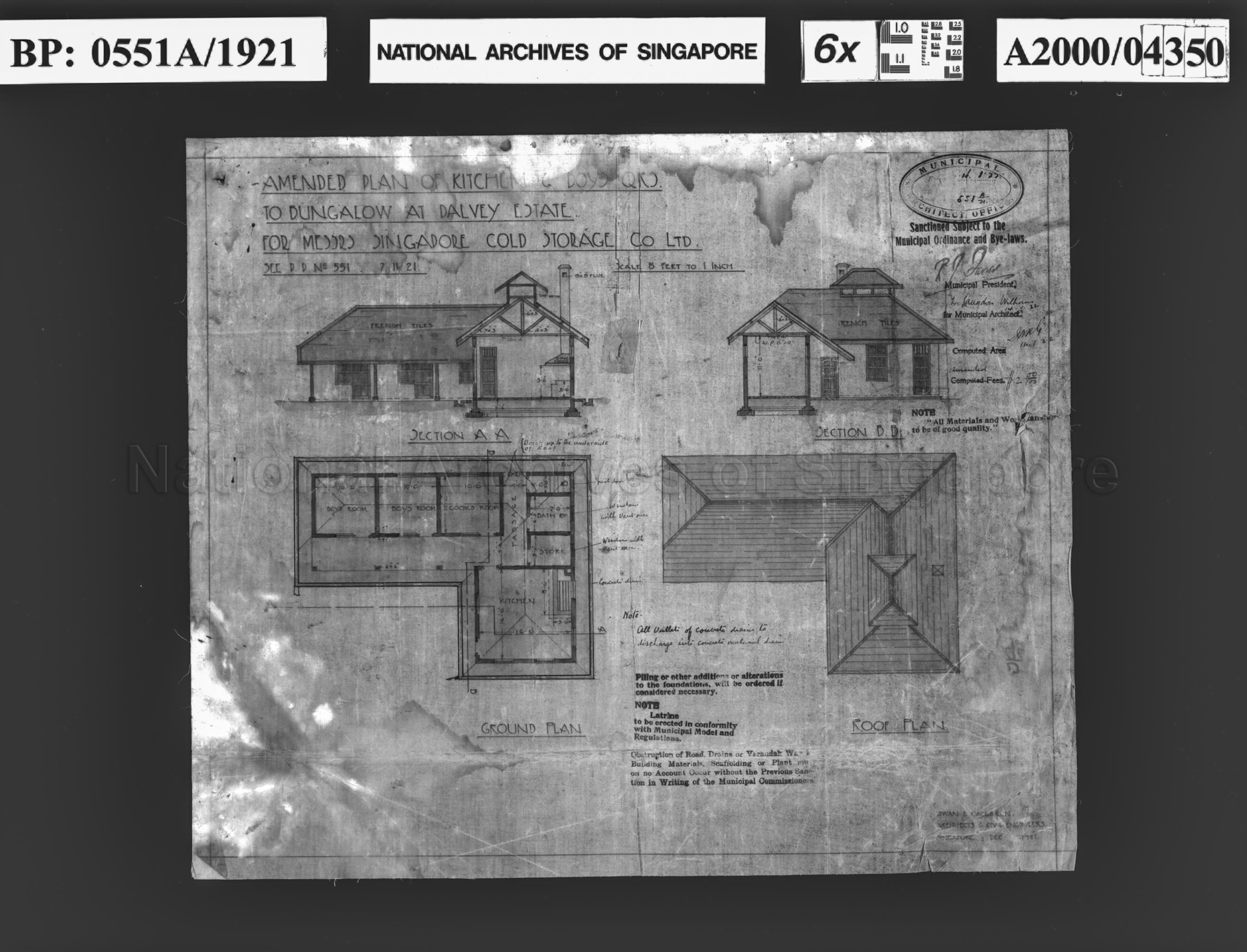 AMENDED PLAN OF KITCHEN AND BOYS QUARTERS TO BUNGALOW