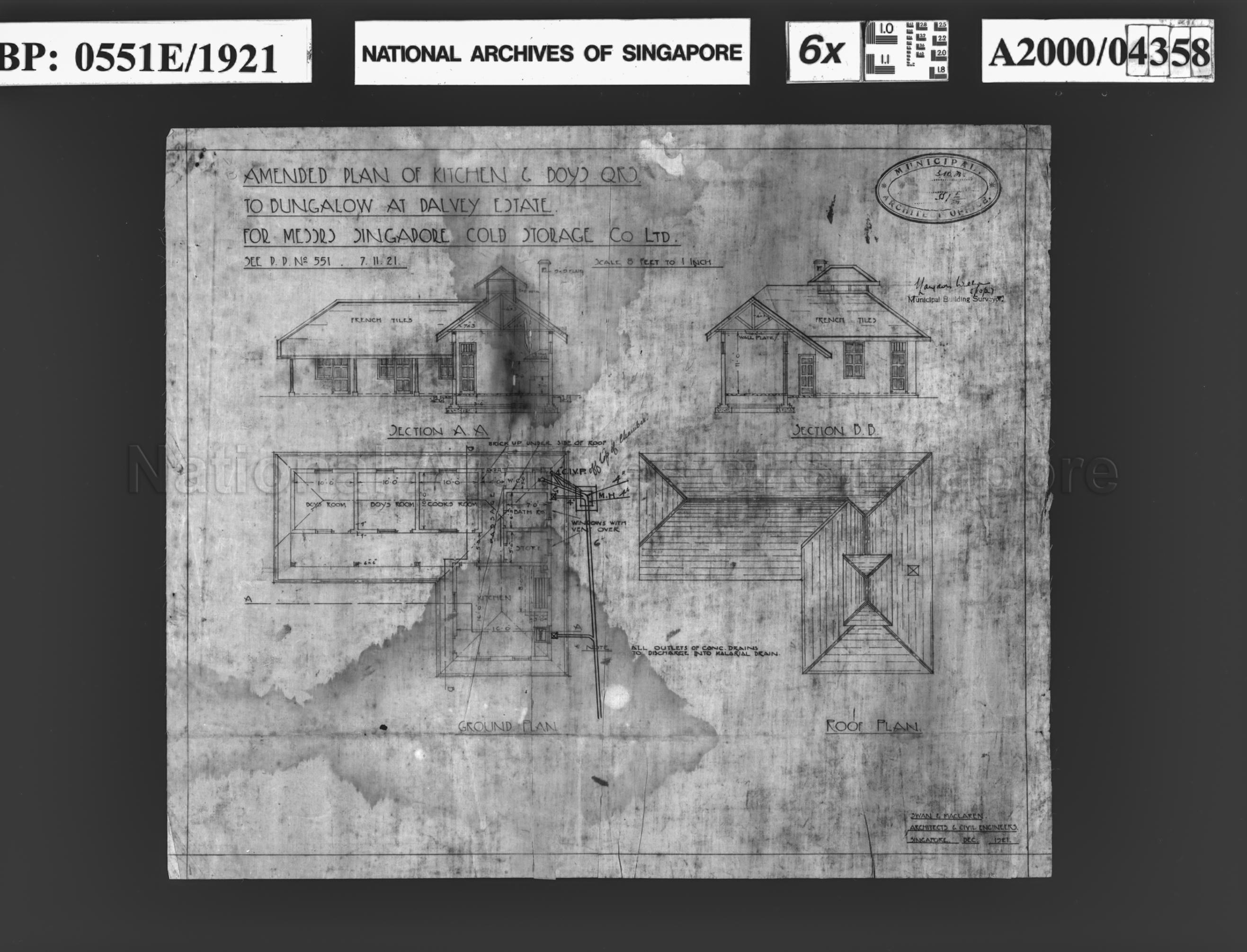 AMENDED PLAN OF KITCHEN AND BOYS QUARTERS TO BUNGALOW
