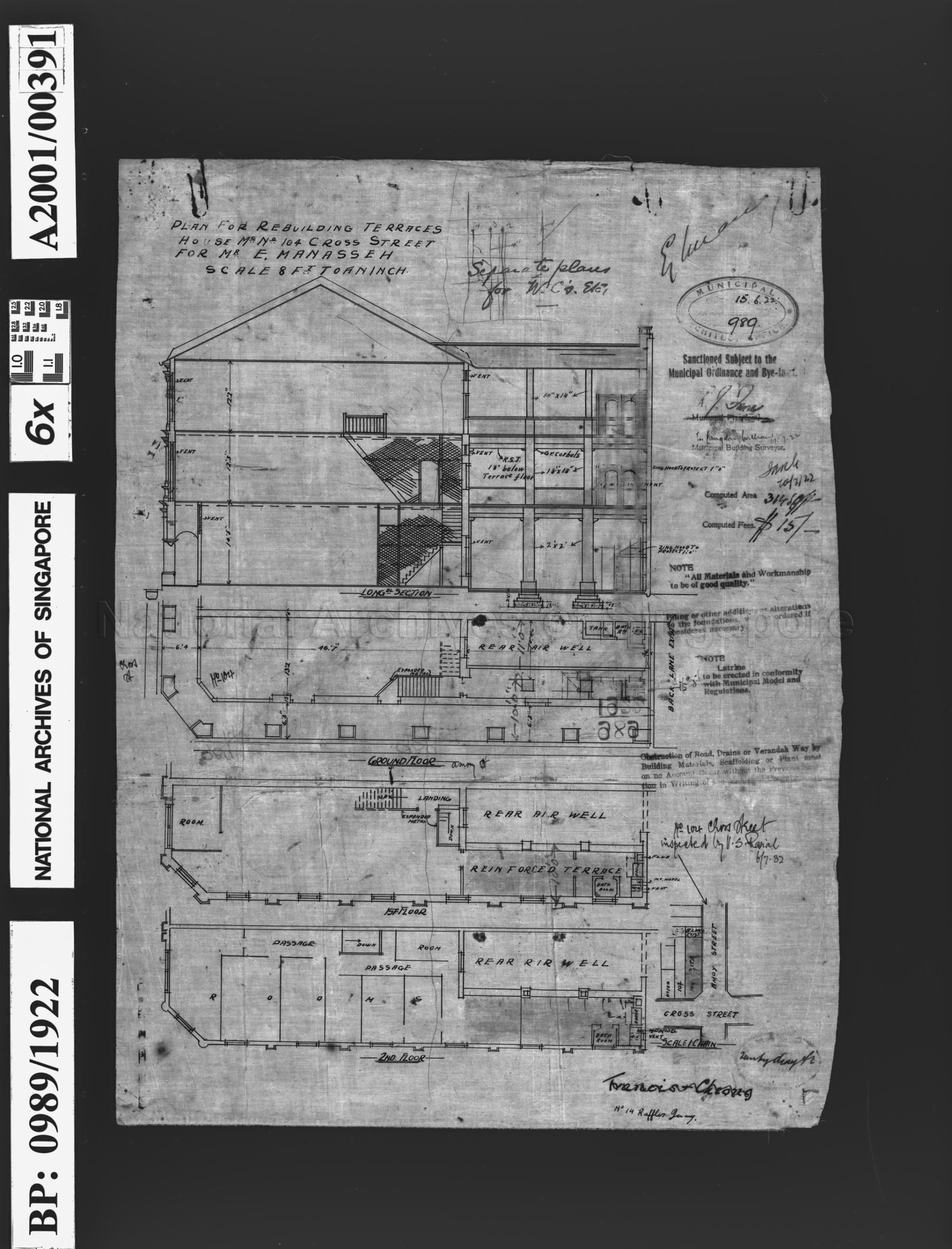 REBUILDING TERRACE HOUSE (MUNICIPAL STAMP DATED 15-06-1922)