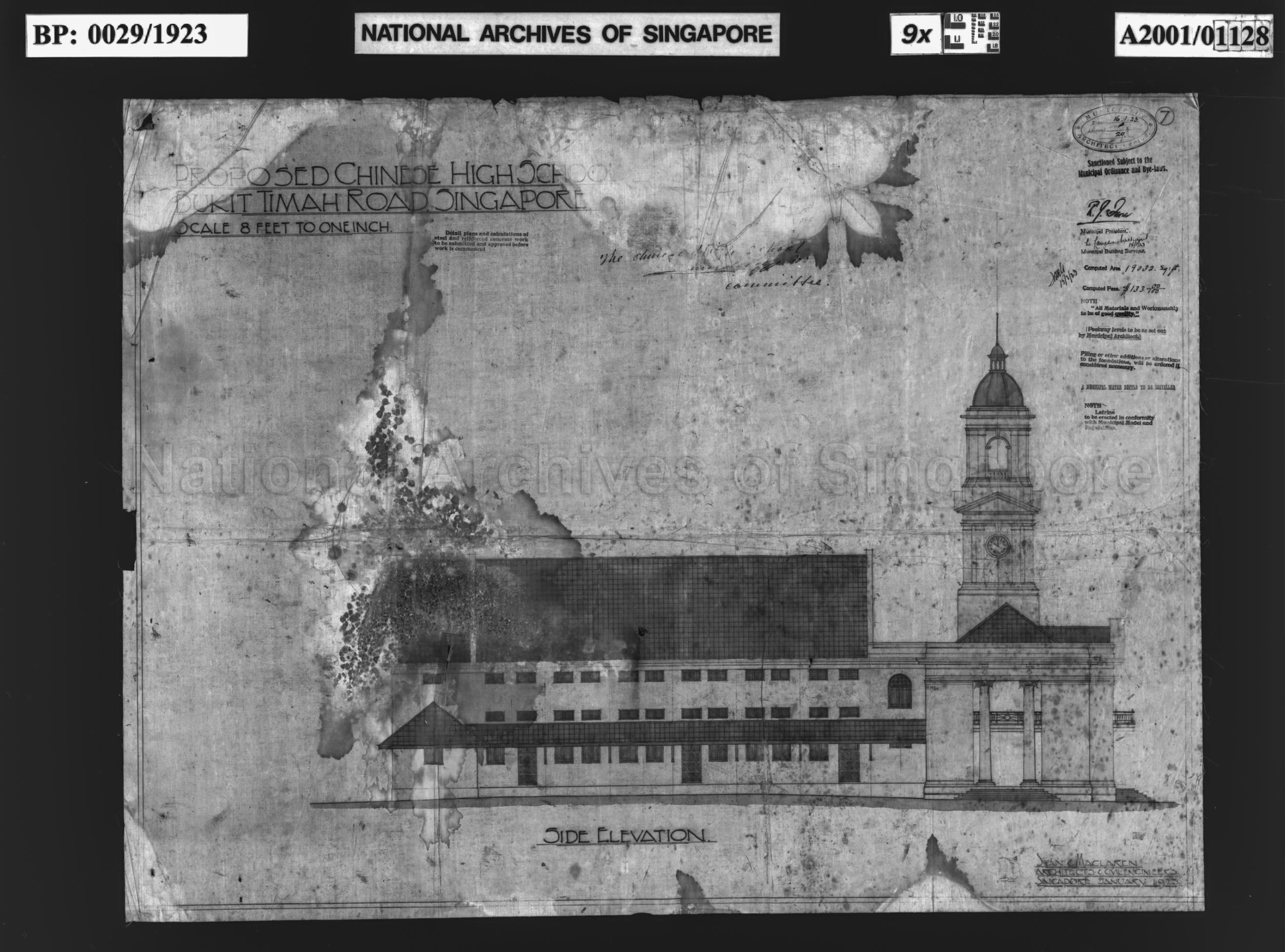 CHINESE HIGH SCHOOL - SIDE ELEVATION