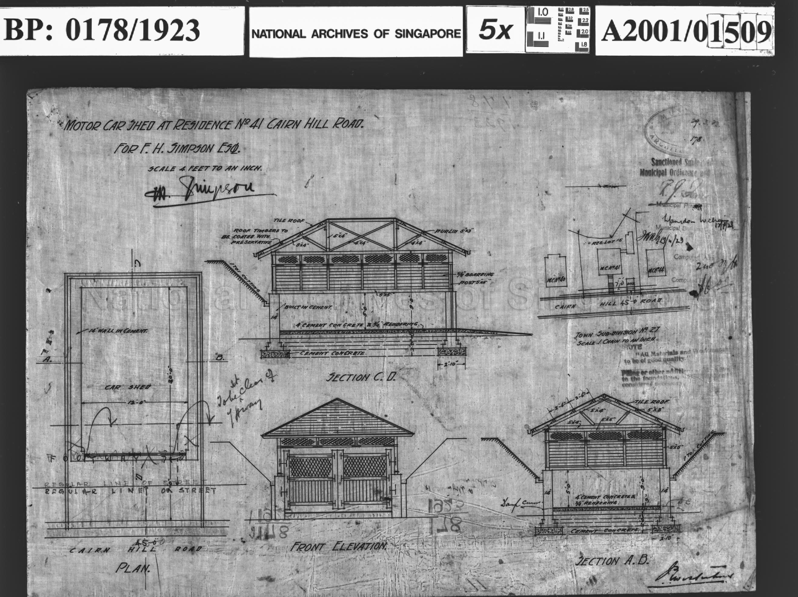MOTOR CAR SHED AT RESIDENCE (NUMBERS WRITTEN OVERLEAF