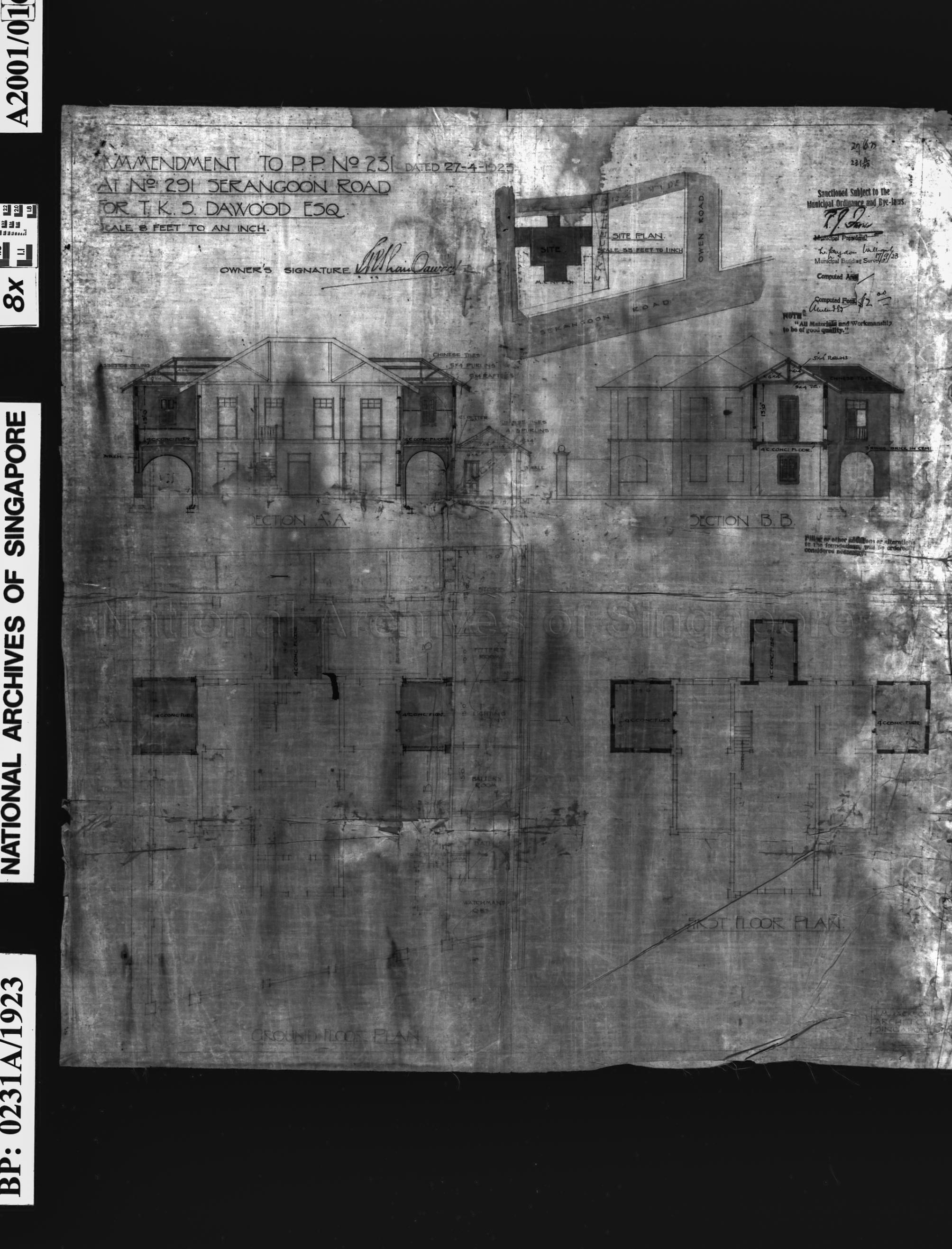 AMENDMENT TO (BUILDING), PASSED PLAN NO 231