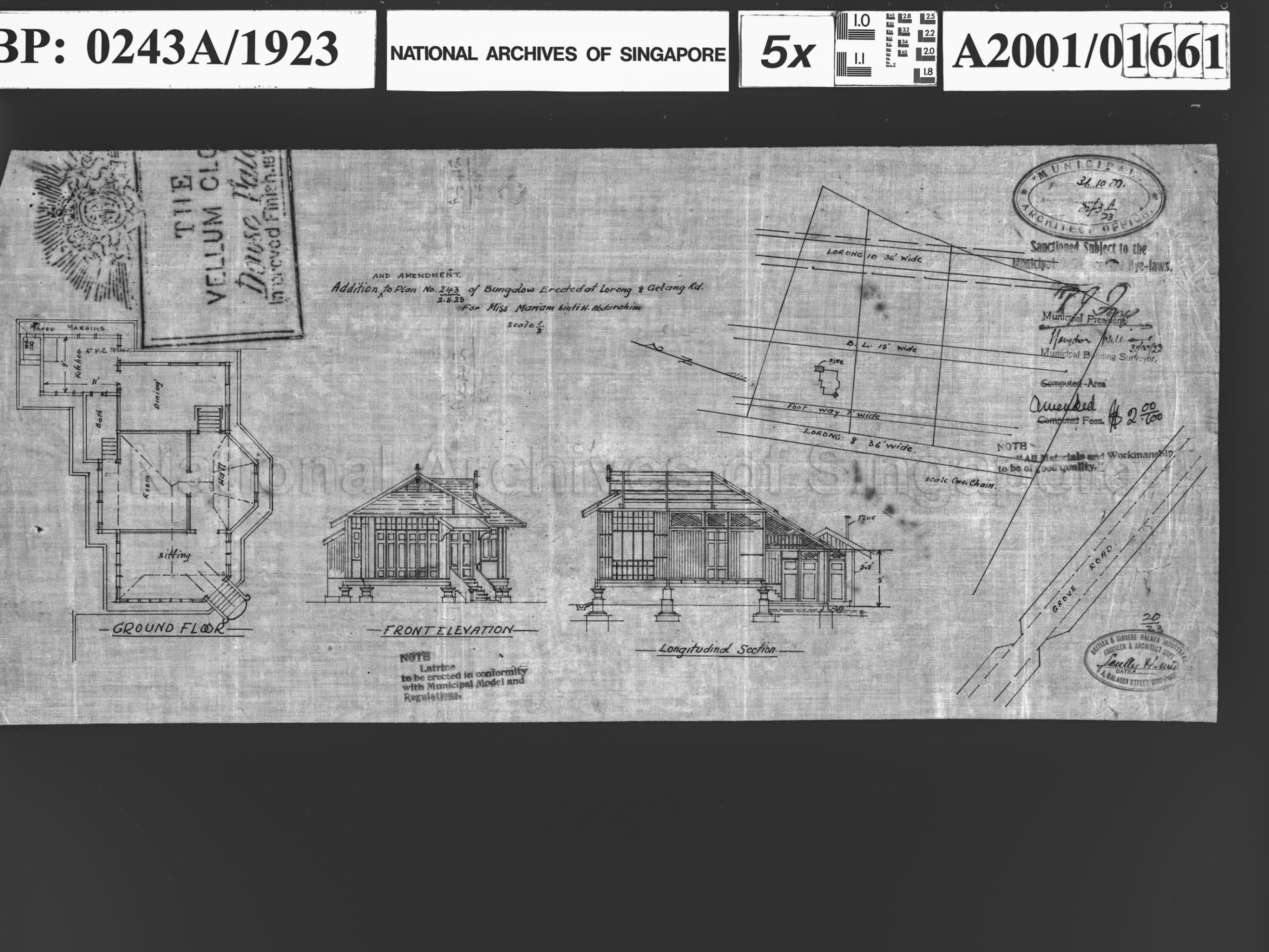 ADDITION AND AMENDMENT TO  DWELLING HOUSE (BUNGALOW)