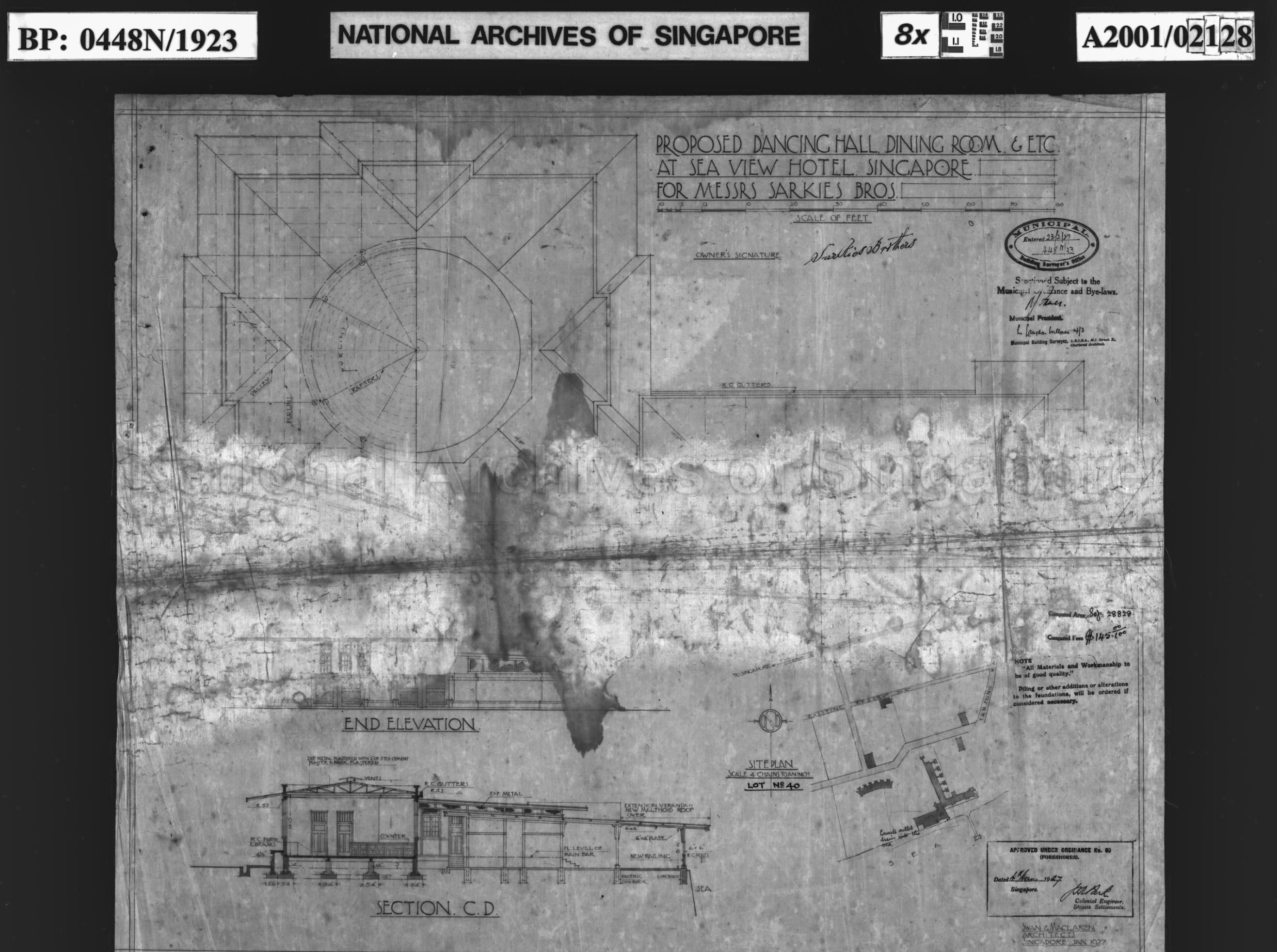 SEA VIEW HOTEL - DANCING HALL, DINING ROOM, ETC - PLAN, END  …