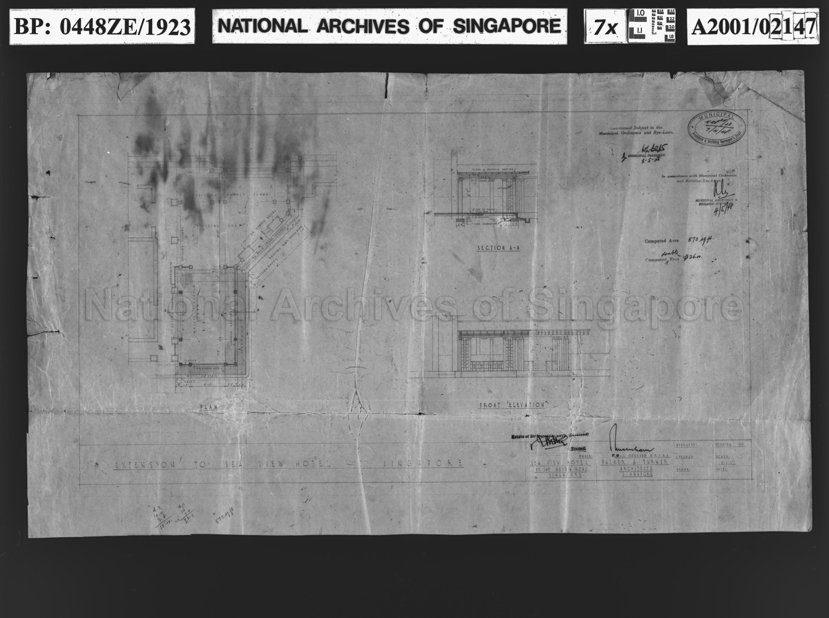 SEA VIEW HOTEL - EXTENSION (DATED 7/4/1948 AT ARCHITECT AND  …