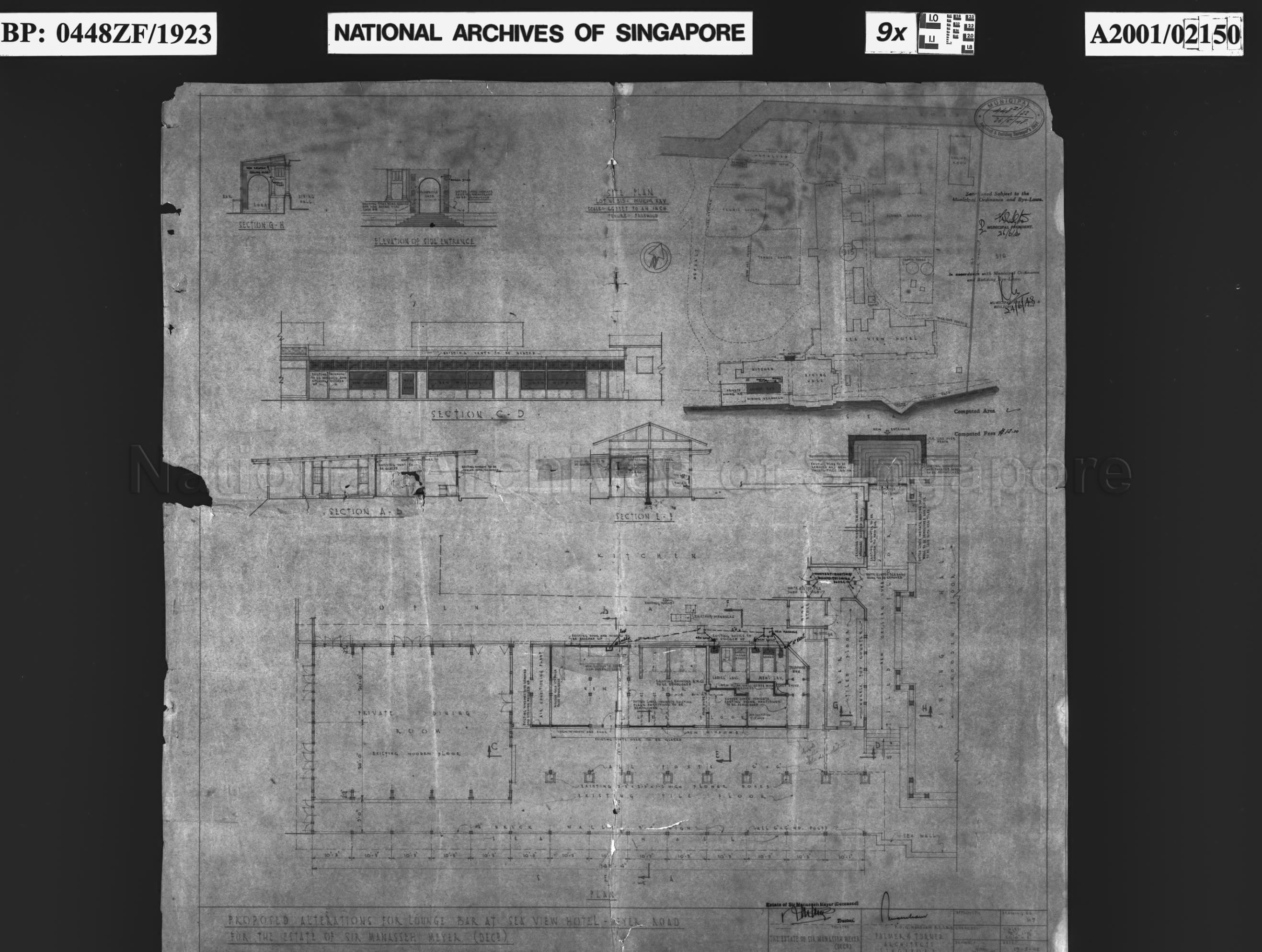 SEA VIEW HOTEL - ALTERATIONS TO LOUNGE BAR (DATED 26/5/1948  …