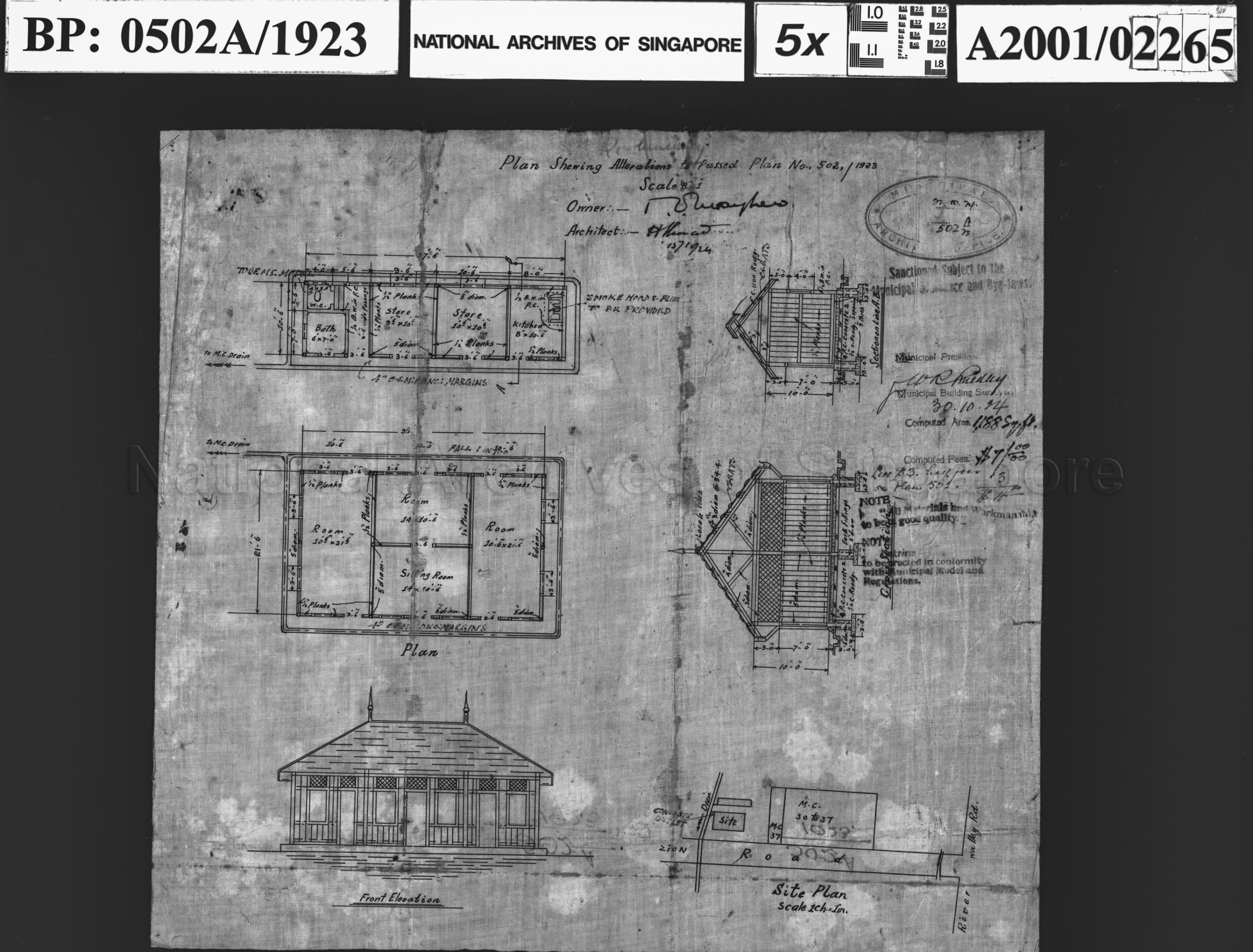 (FURTHER) ALTERATIONS TO COTTAGE, PASSED PLAN NO 502/1923