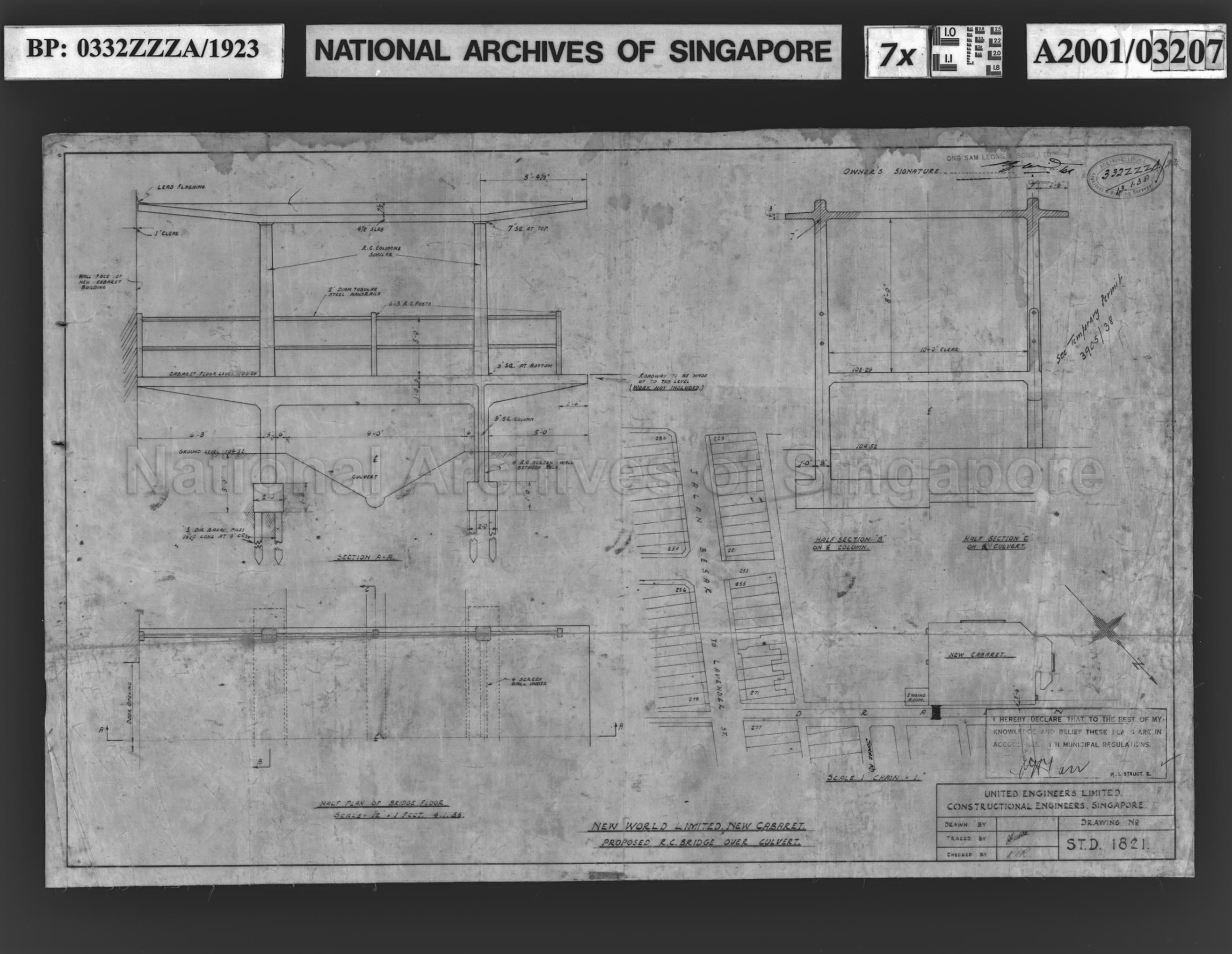 THE NEW WORLD - R C BRIDGE OVER CULVERT AT CABARET (DRAWING  …