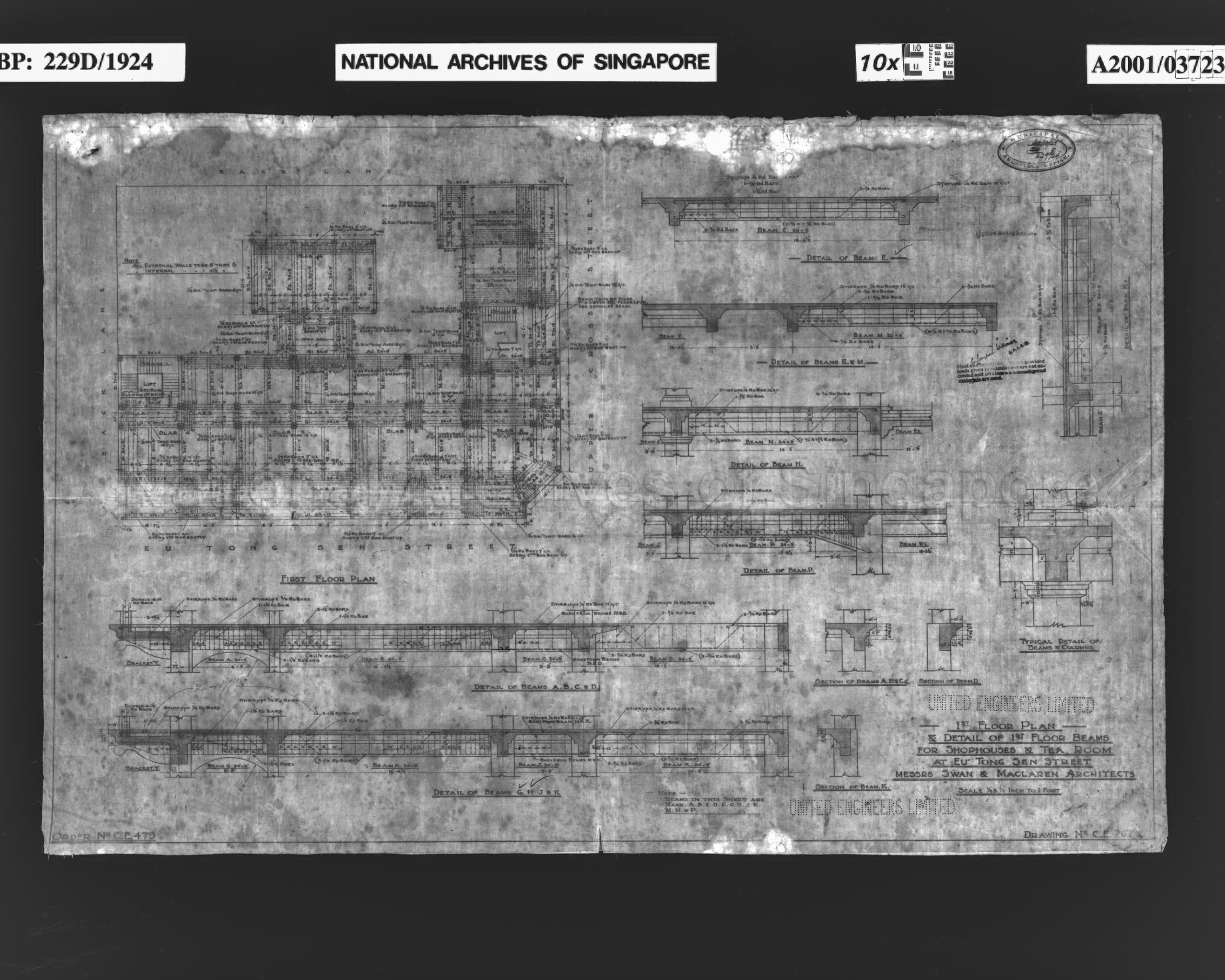 FIRST FLOOR PLAN AND DETAIL OF FIRST FLOOR BEAMS (DRAWING NO …