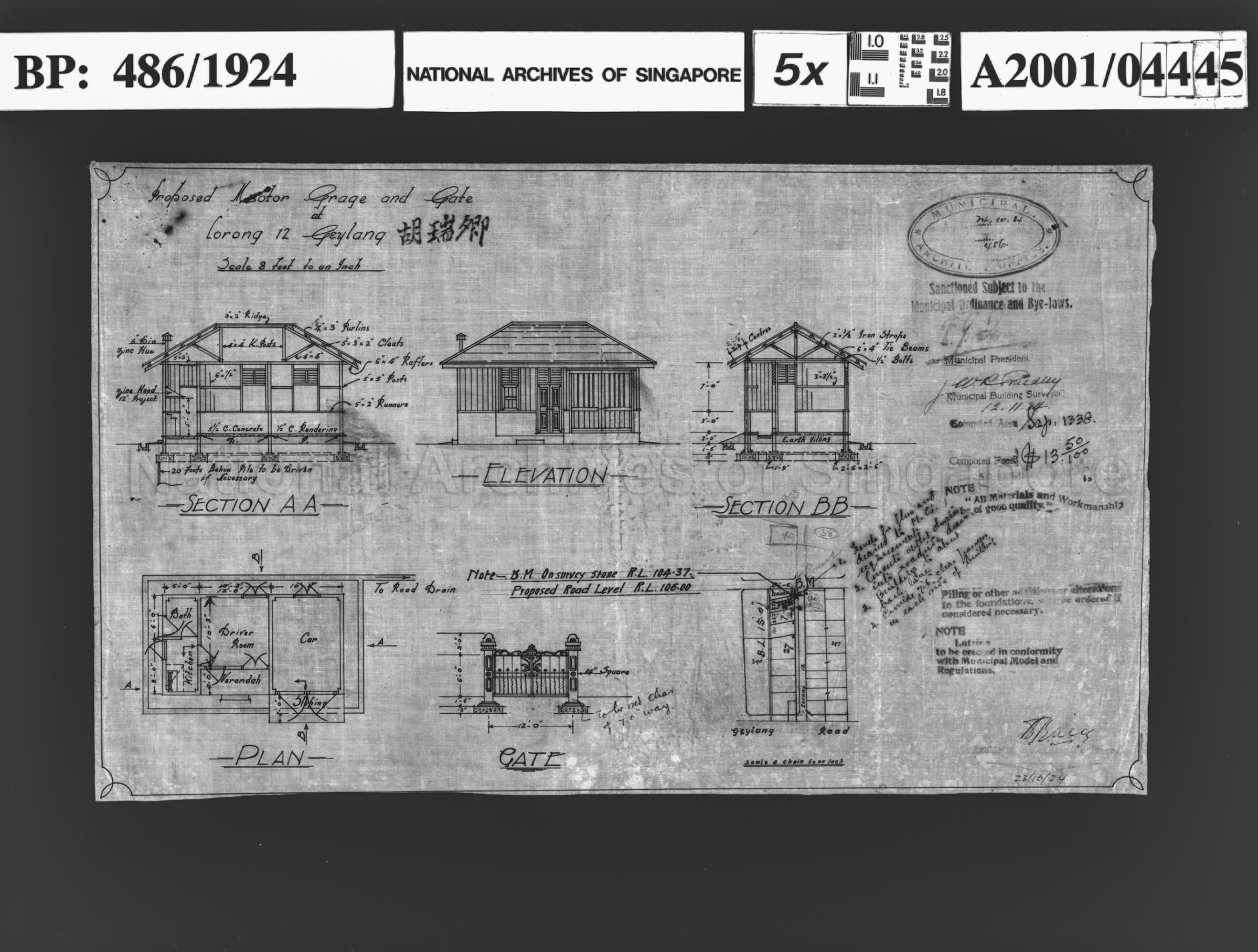 COMPOUND HOUSE (GROUND PLAN, SECTIONS AND ELEVATION)