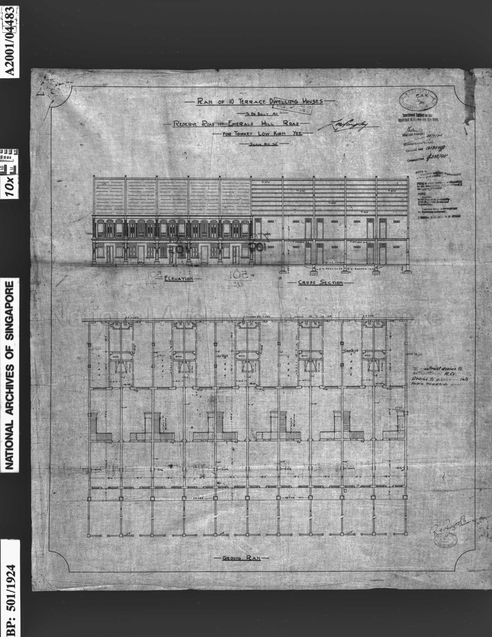 10 TERRACE DWELLING HOUSES (GROUND PLAN, ELEVATION AND  …