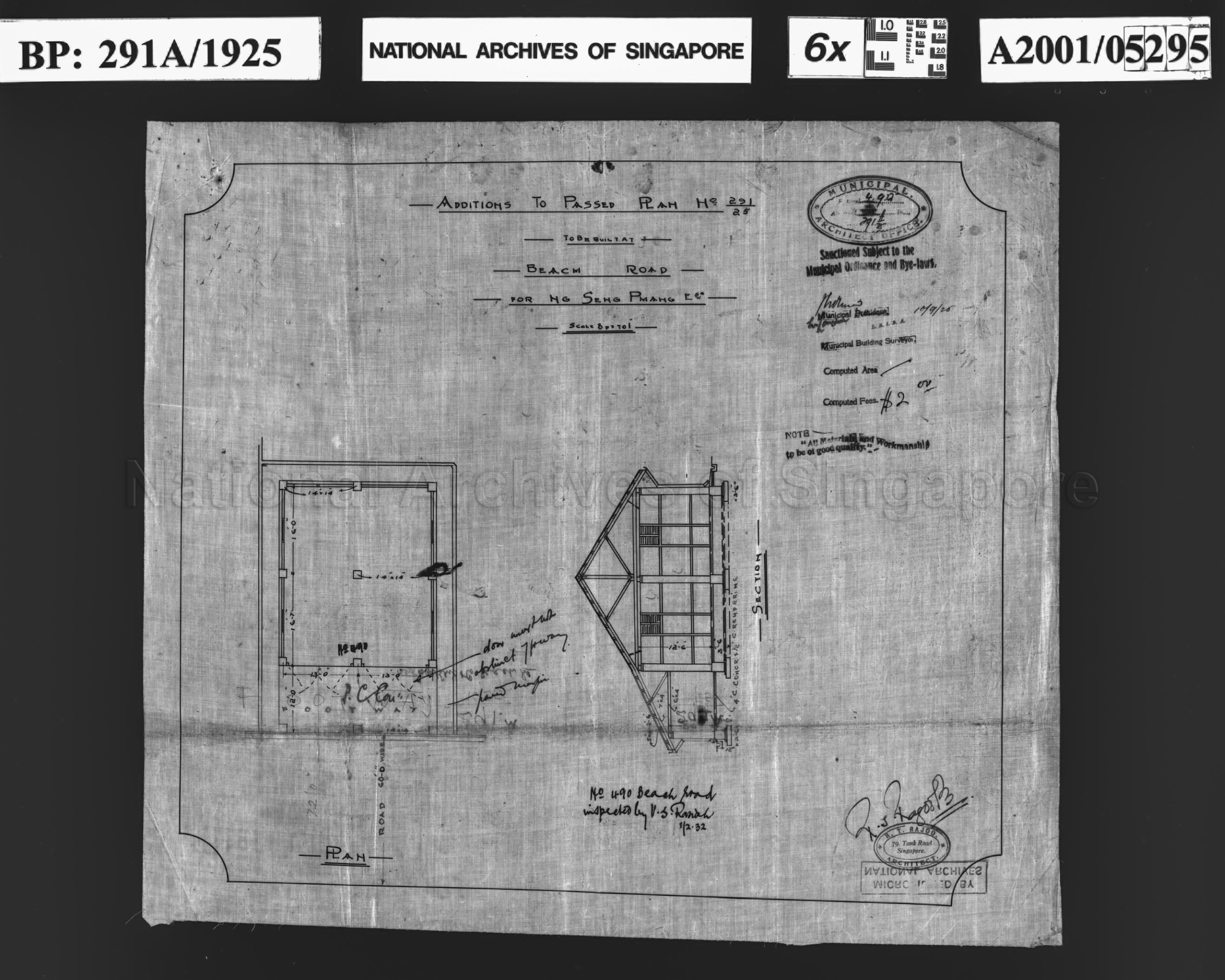 ADDITIONS TO MOTOR CAR SHED UNDER PASSED PLAN NO 291/1925