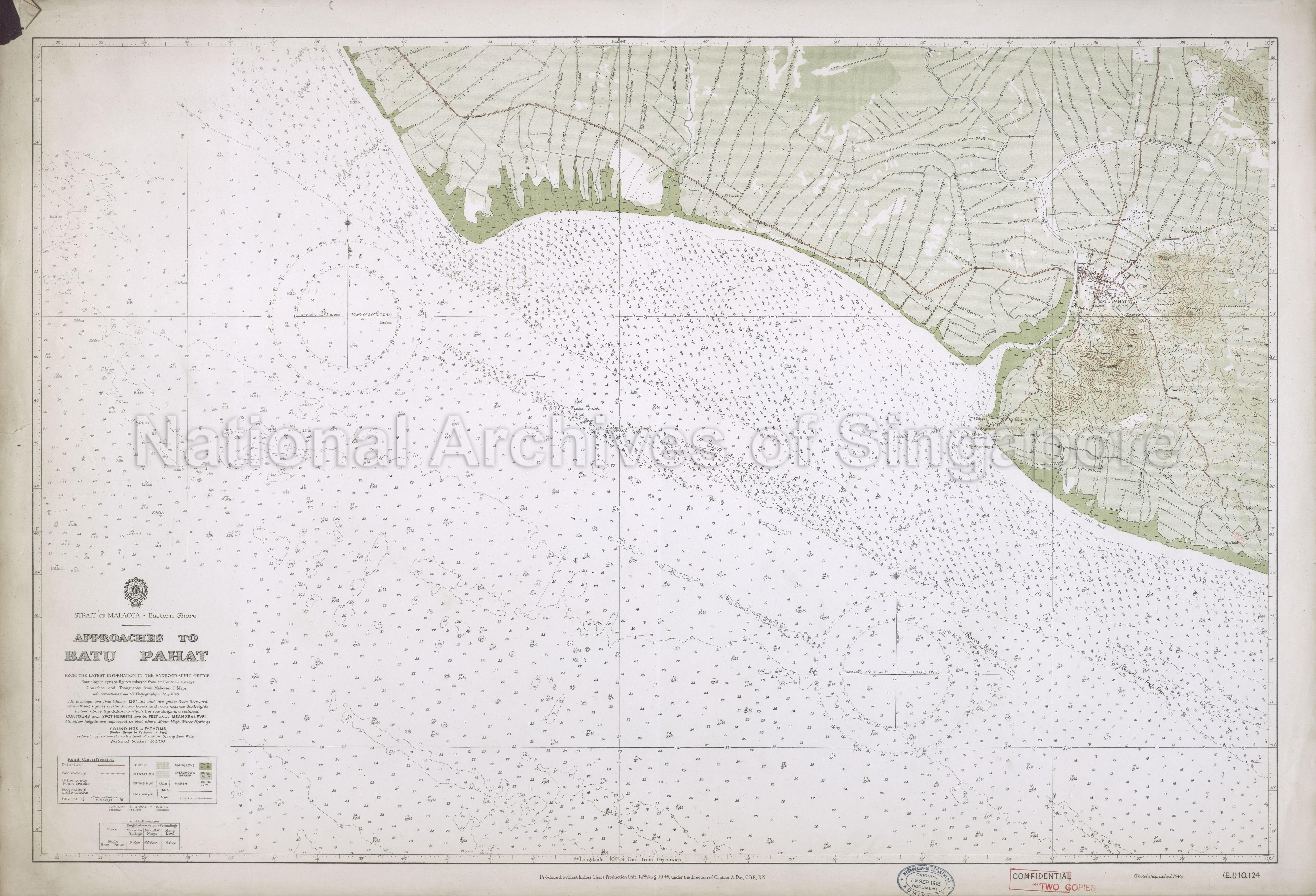 Strait Of Malacca. Eastern Shore. Approaches To Batu Pahat