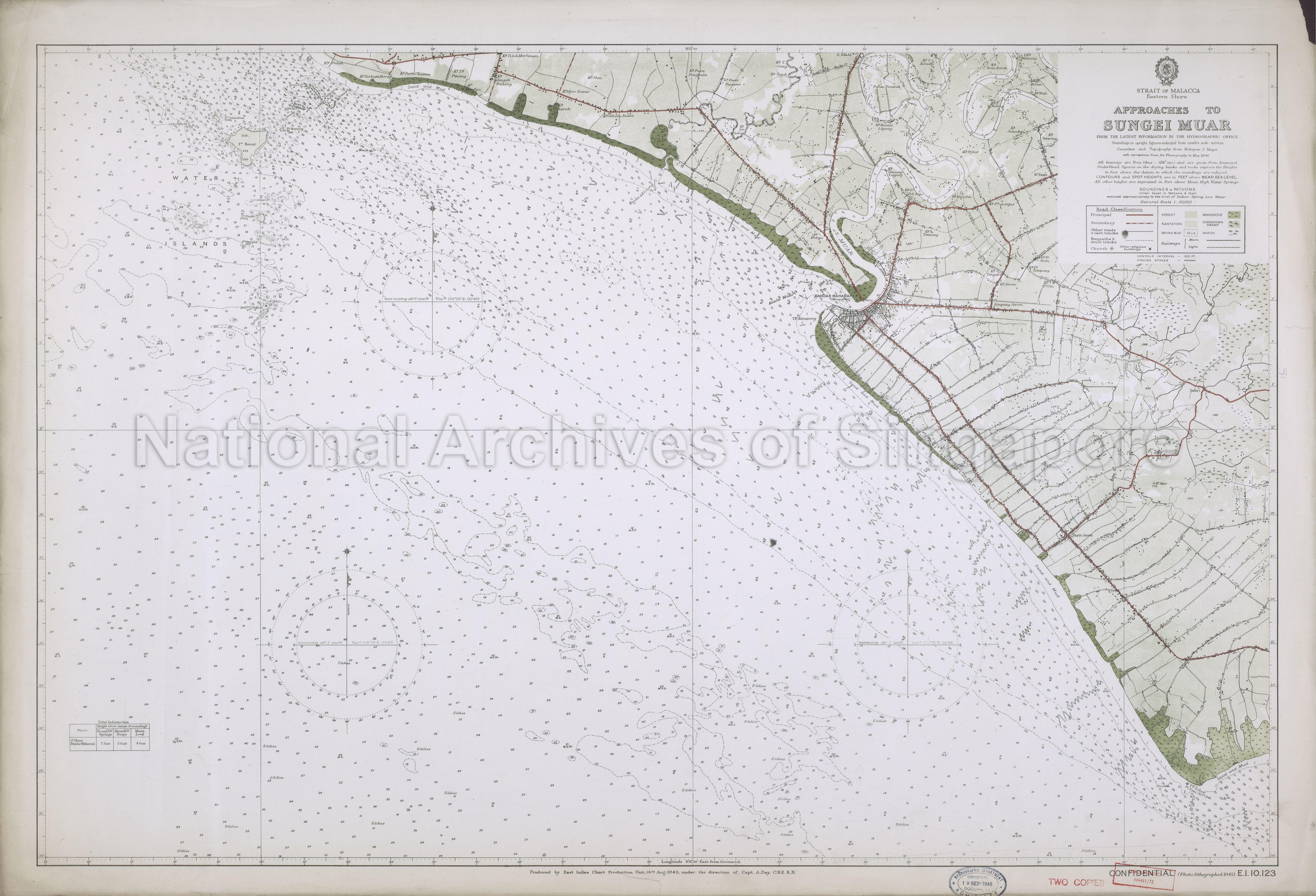 Strait Of Malacca. Eastern Shore. Approaches To Sungei Muar