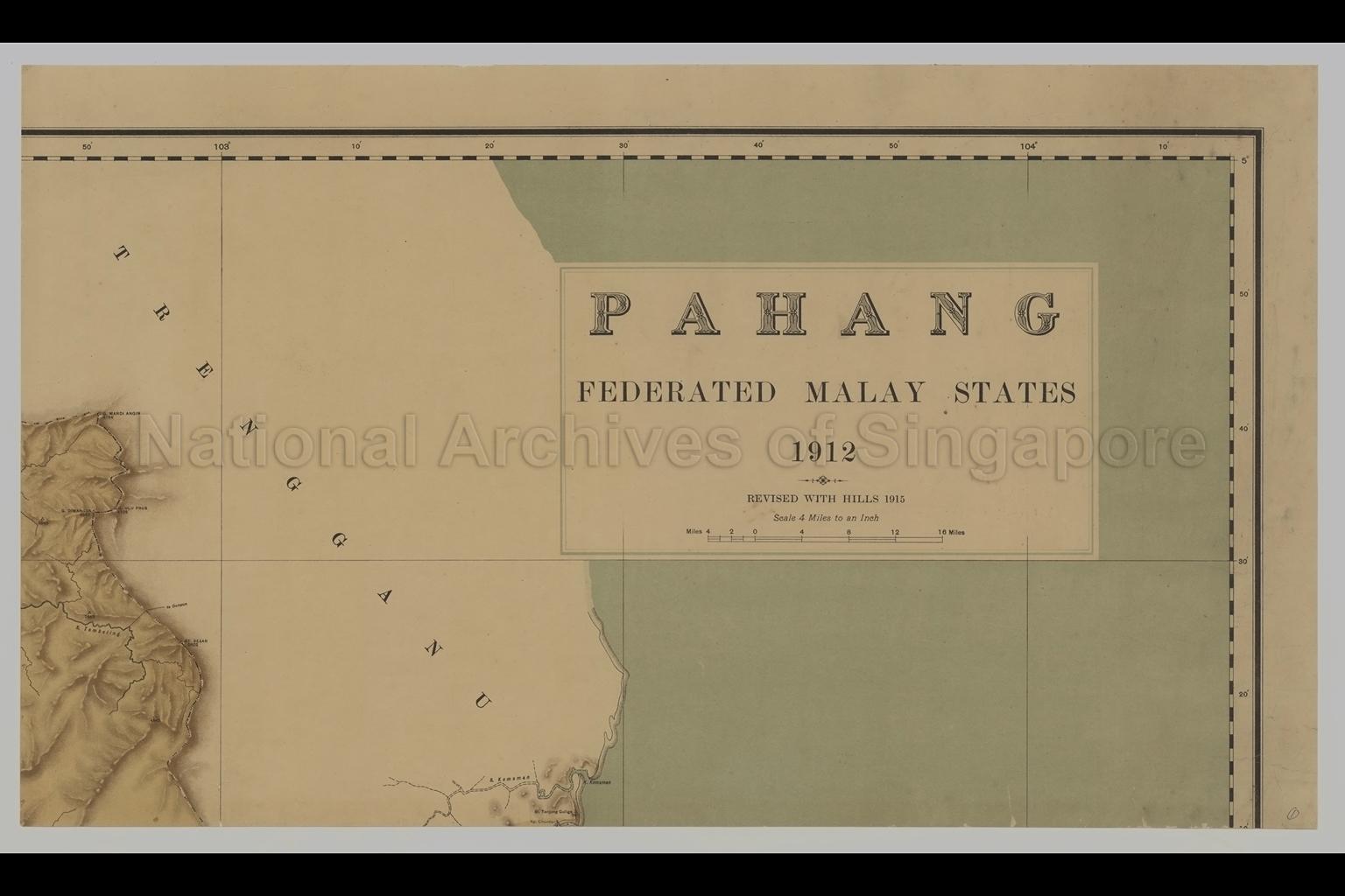 Pahang, Federated Malay States,1912 (Revised with Hills1915)