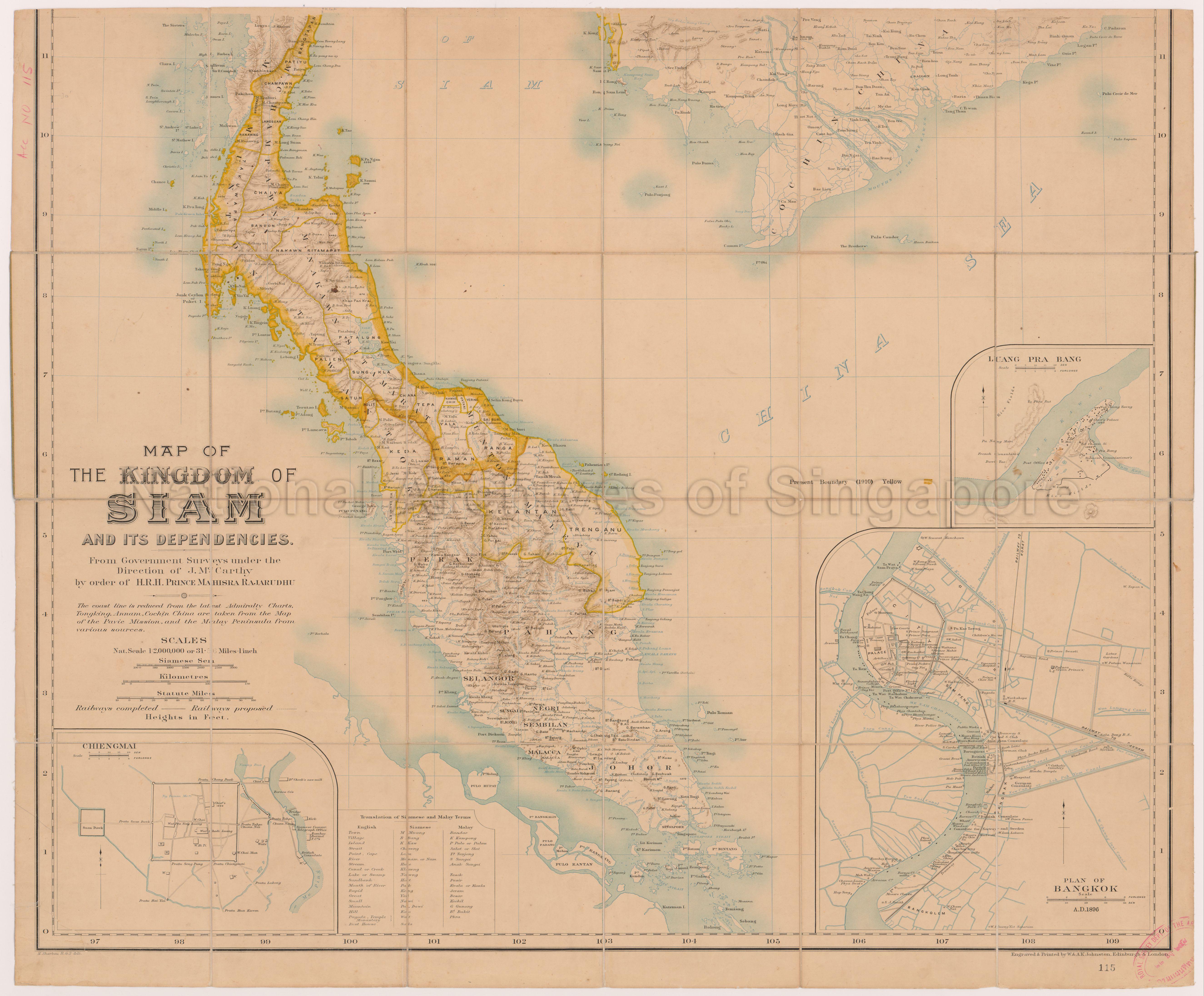 Map Of The Kingdom Of Siam And Its Dependencies