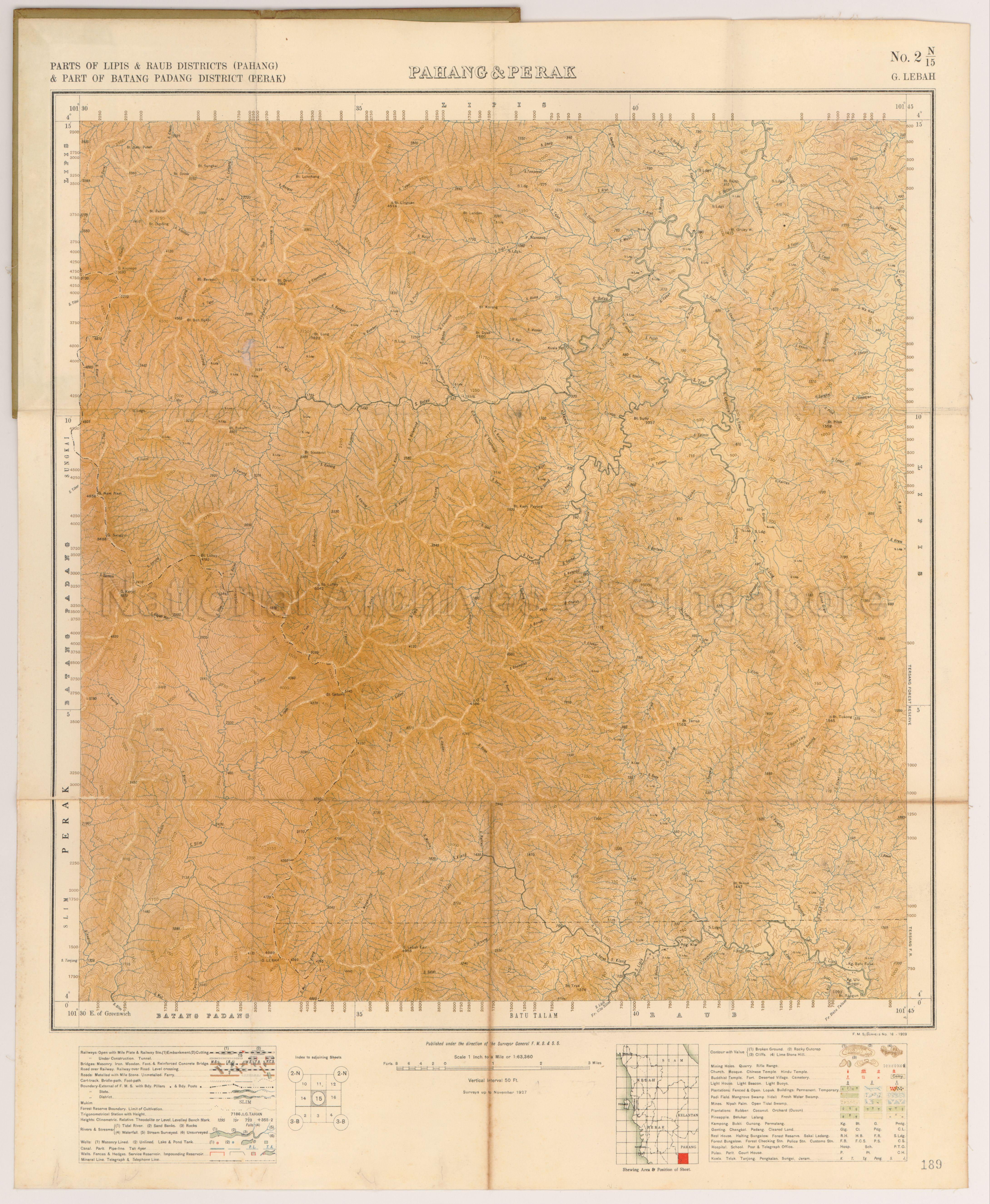 Parts of Lipis & Raub Districts (Pahang). Part of Batang  …