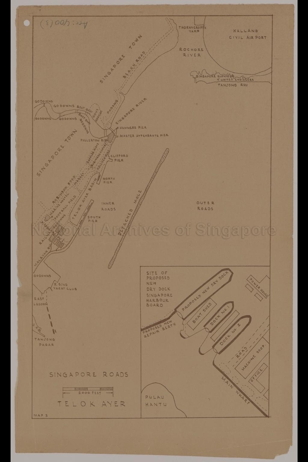 Singapore Roads. Telok Ayer. Site of Proposed New Dry Dock  …